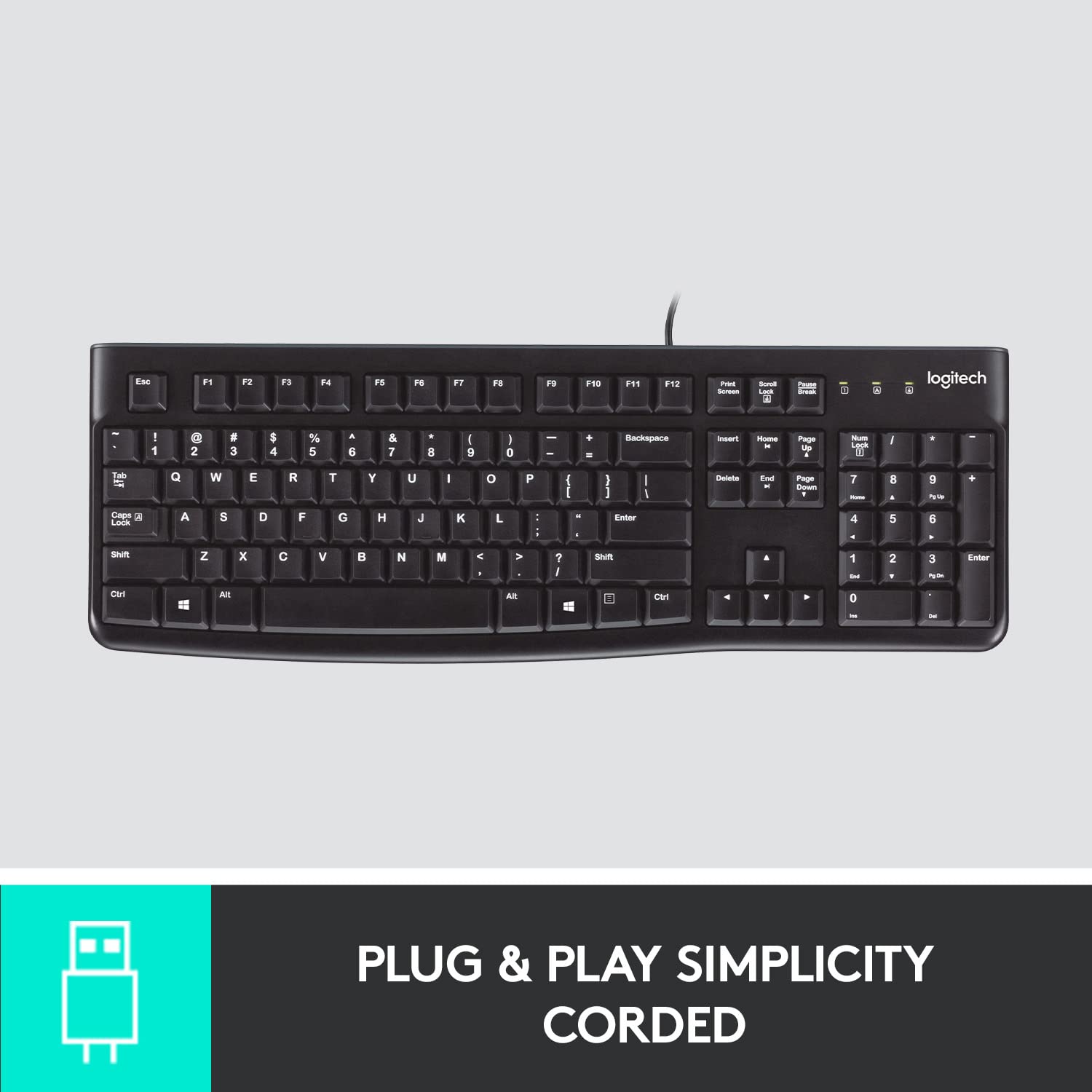 logitech K120 Wired Keyboard with Number Pad (Spill Resistant, Black) logitech K120 Wired Keyboard with Number Pad (Spill Resistant, Black)_7