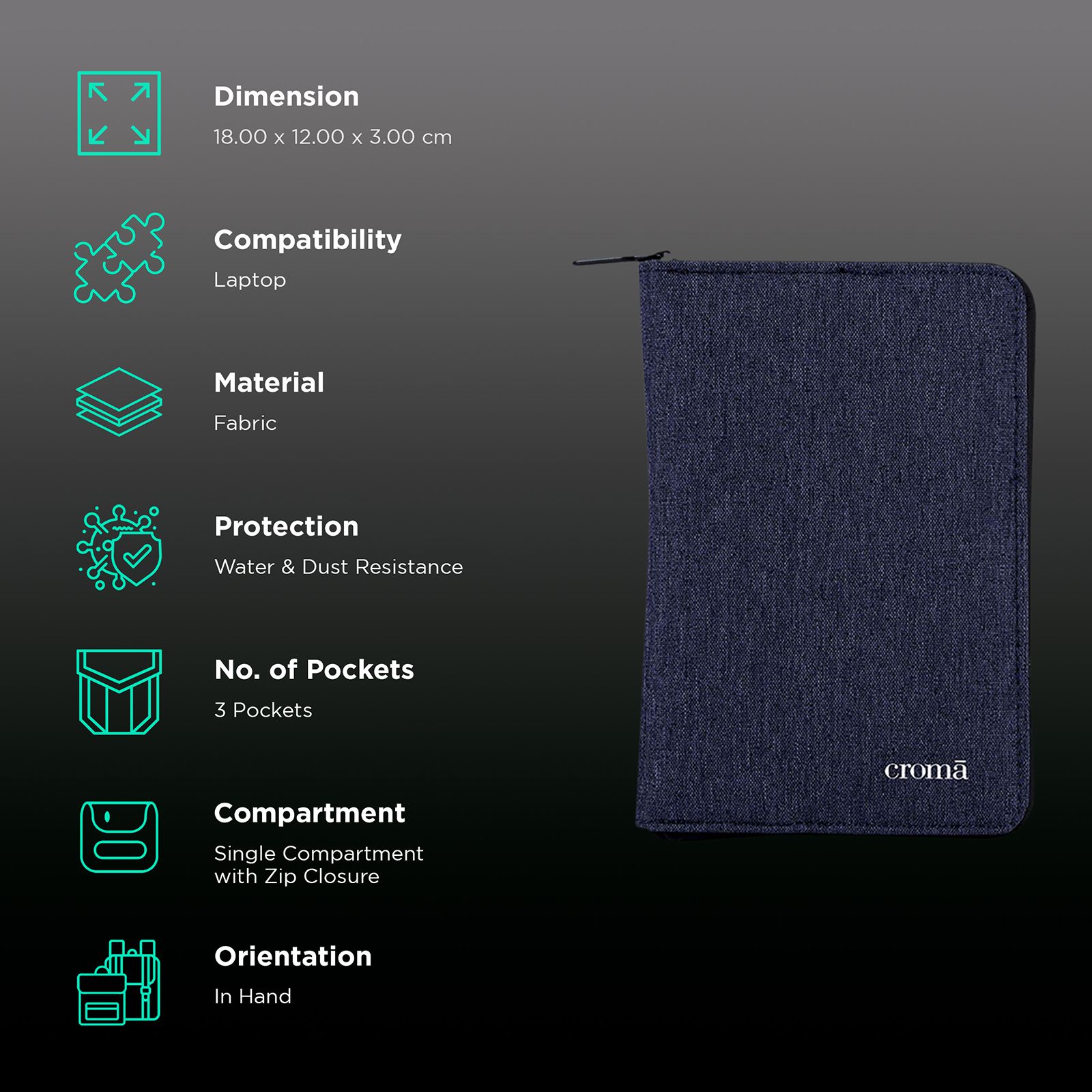 Croma Fabric Travel Organiser Bag ( Blue)_2