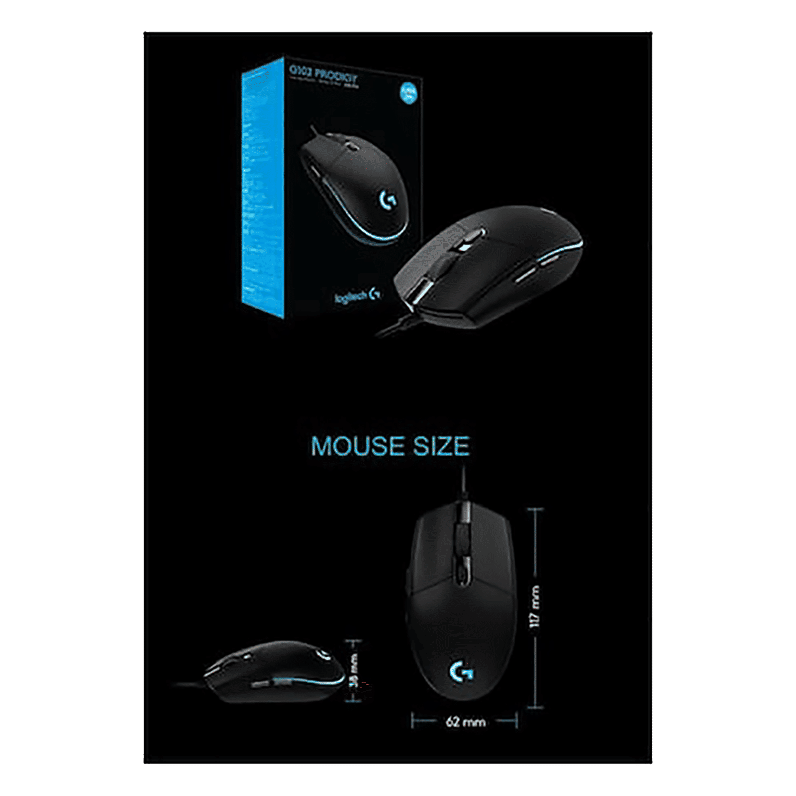 logitech G102 Prodigy Wired Optical Gaming Mouse (8000 DPI Adjustable, Lightsync RGB, Black)_8