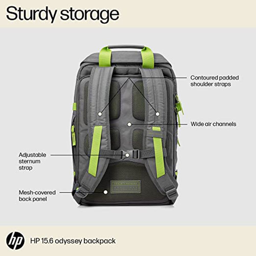 HP Odyssey Synthetic Laptop Backpack for 15.6 Inch Laptop (Scratch & Weather Resistant, Green/Gray) HP Odyssey Synthetic Laptop Backpack for 15.6 Inch Laptop (Scratch & Weather Resistant, Green/Gray)_12