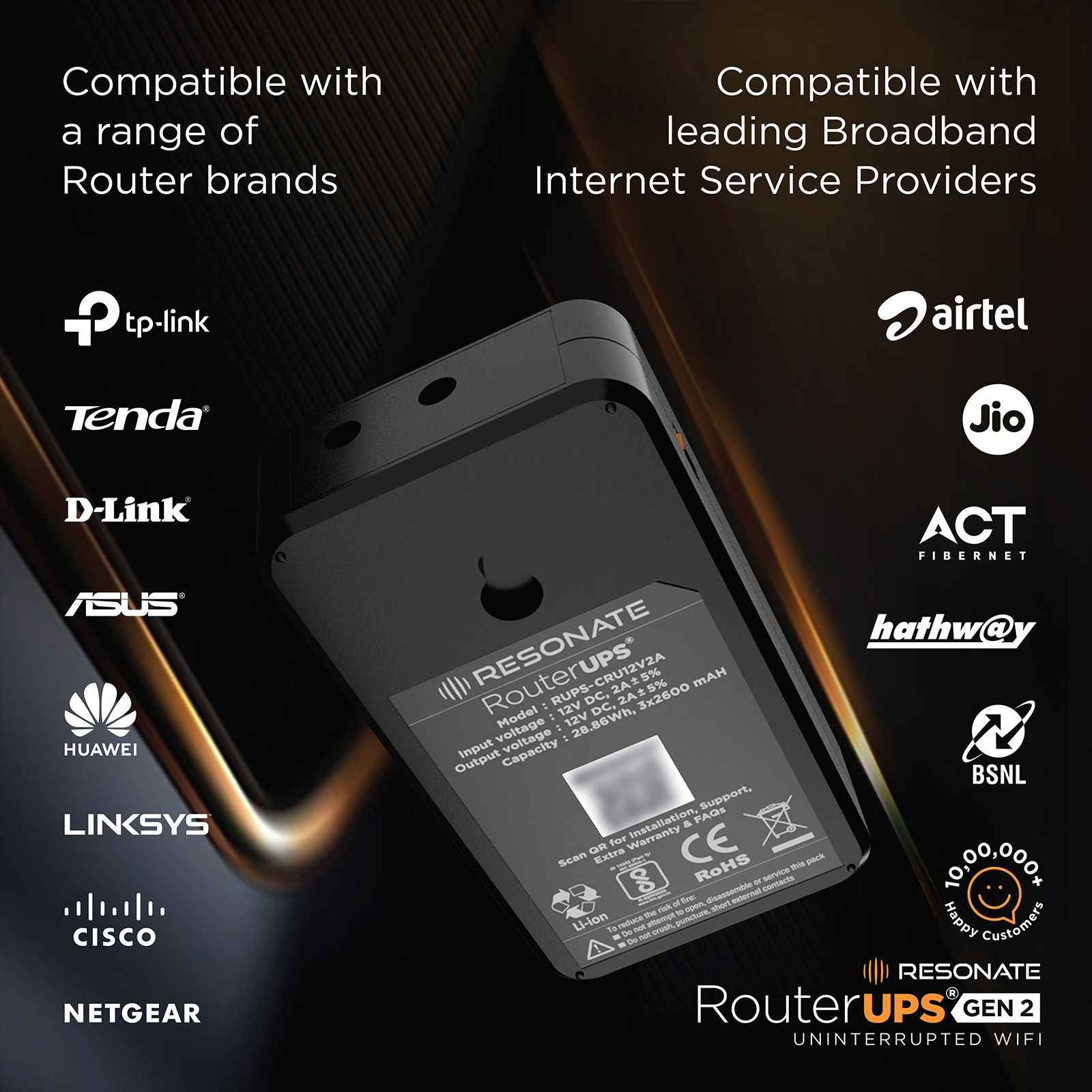 RESONATE RouterUPS Classic UPS (Up to 4 Hour Power Backup, CRU12V2A, Black)_9