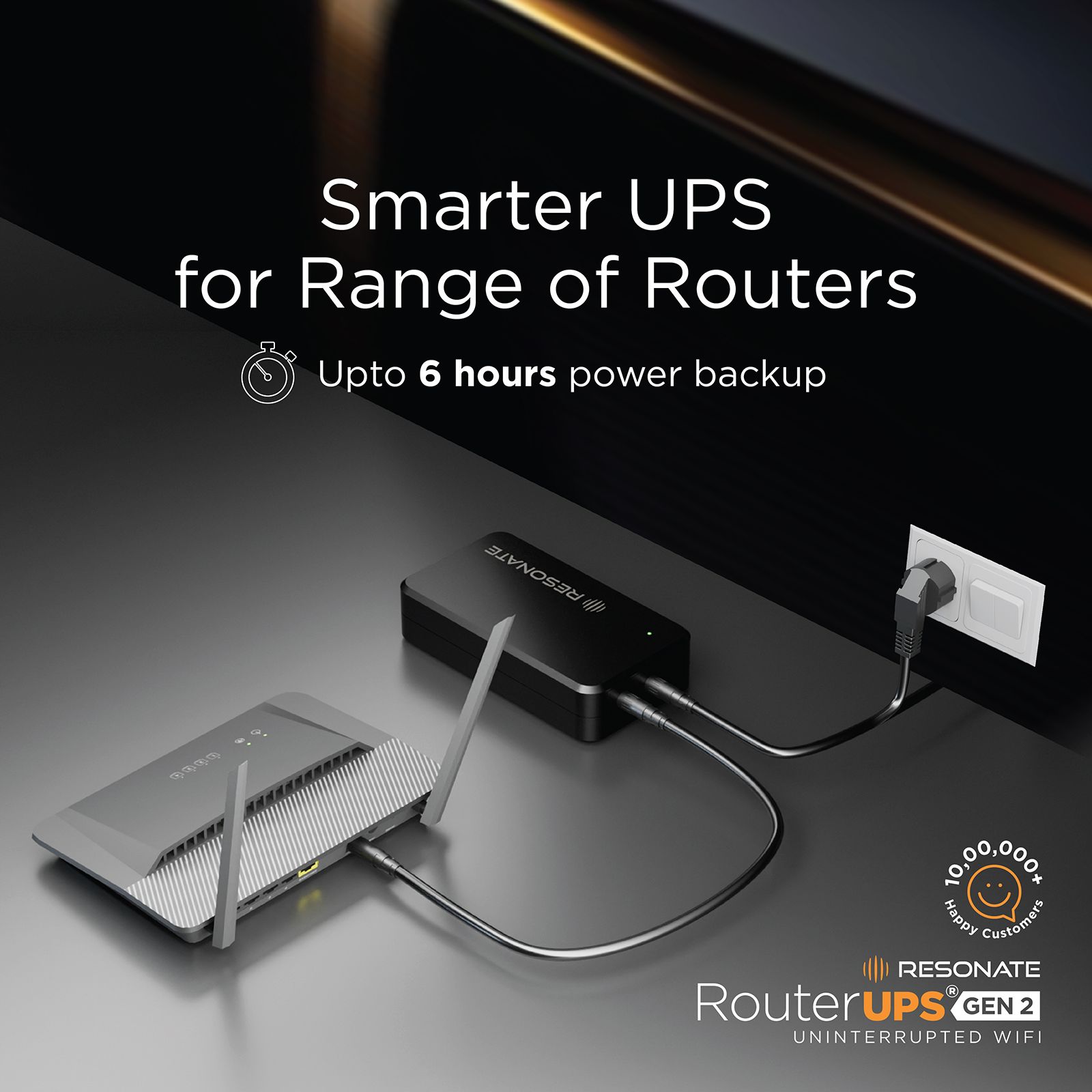 RESONATE RouterUPS Classic UPS (Up to 4 Hour Power Backup, CRU12V2A, Black)_2