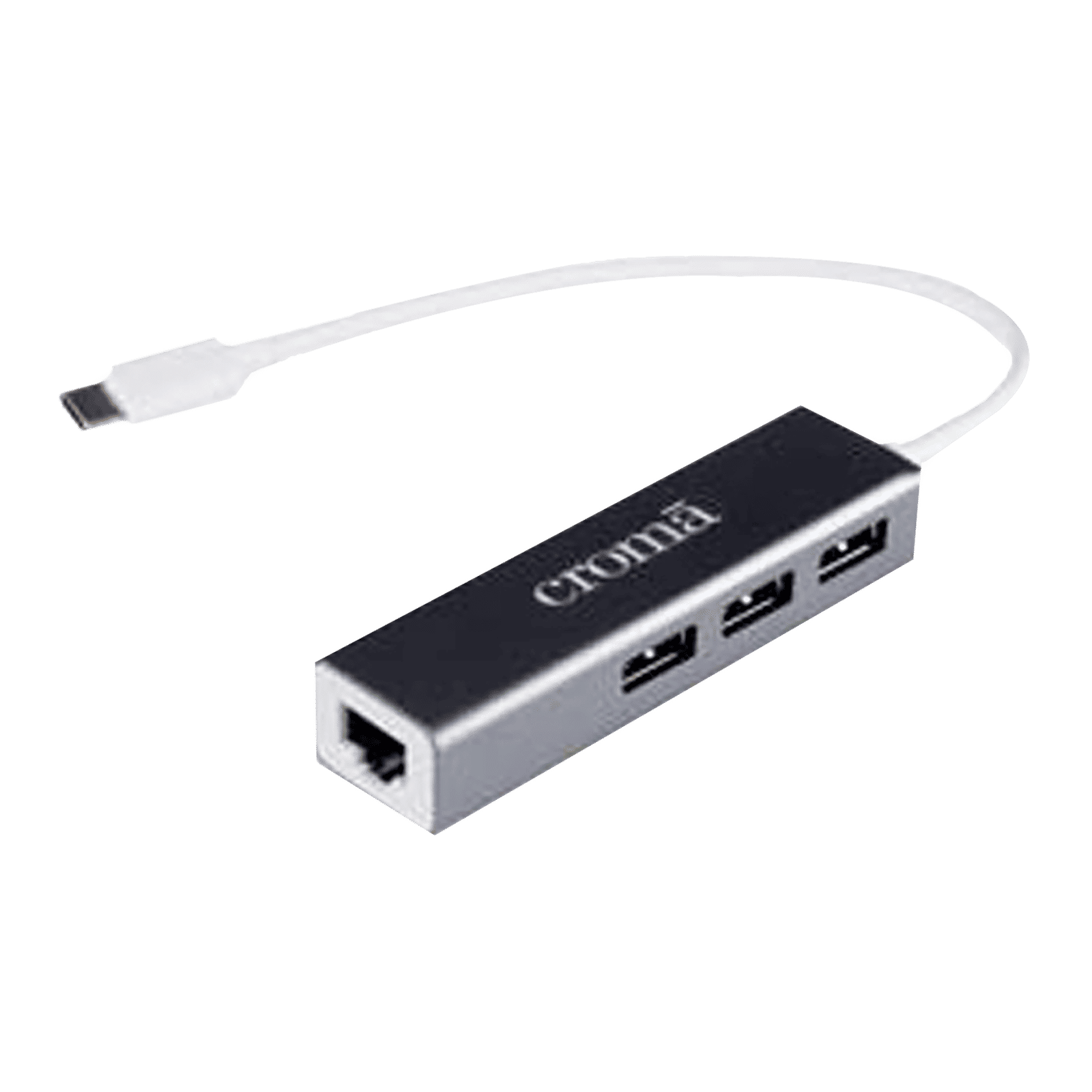Croma USB 3.0 Type C to USB 3.0 Type A, LAN Port USB Hub (Up to 100 Mbps Speed, Black) Croma USB 3.0 Type C to USB 3.0 Type A, LAN Port USB Hub (Up to 100 Mbps Speed, Black)_1