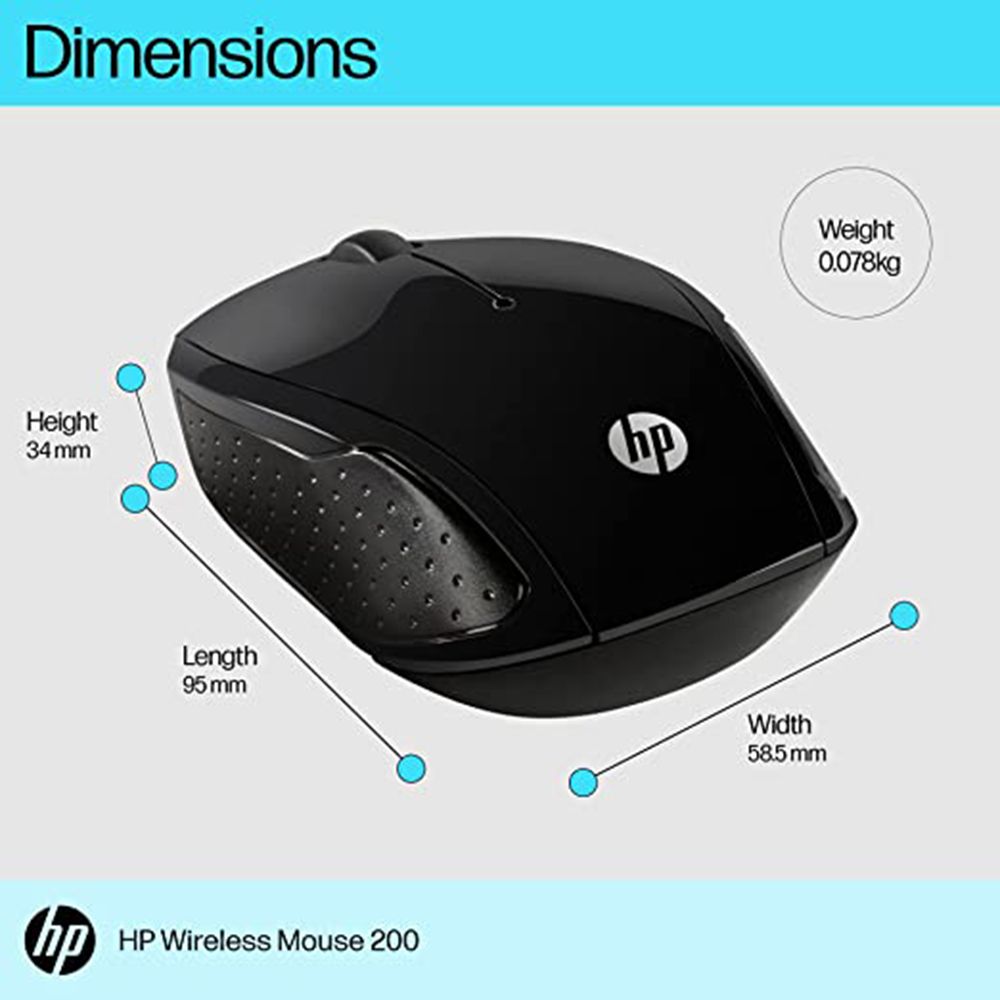 HP 200 Wireless Optical Mouse (1000 DPI, Ergonomic Design, Black) HP 200 Wireless Optical Mouse (1000 DPI, Ergonomic Design, Black)_8