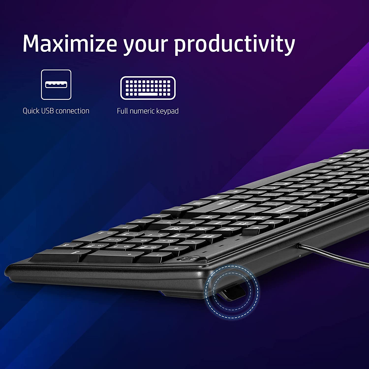 HP 100 Wired Keyboard with Number Pad (3 Hot Keys, Black)_10