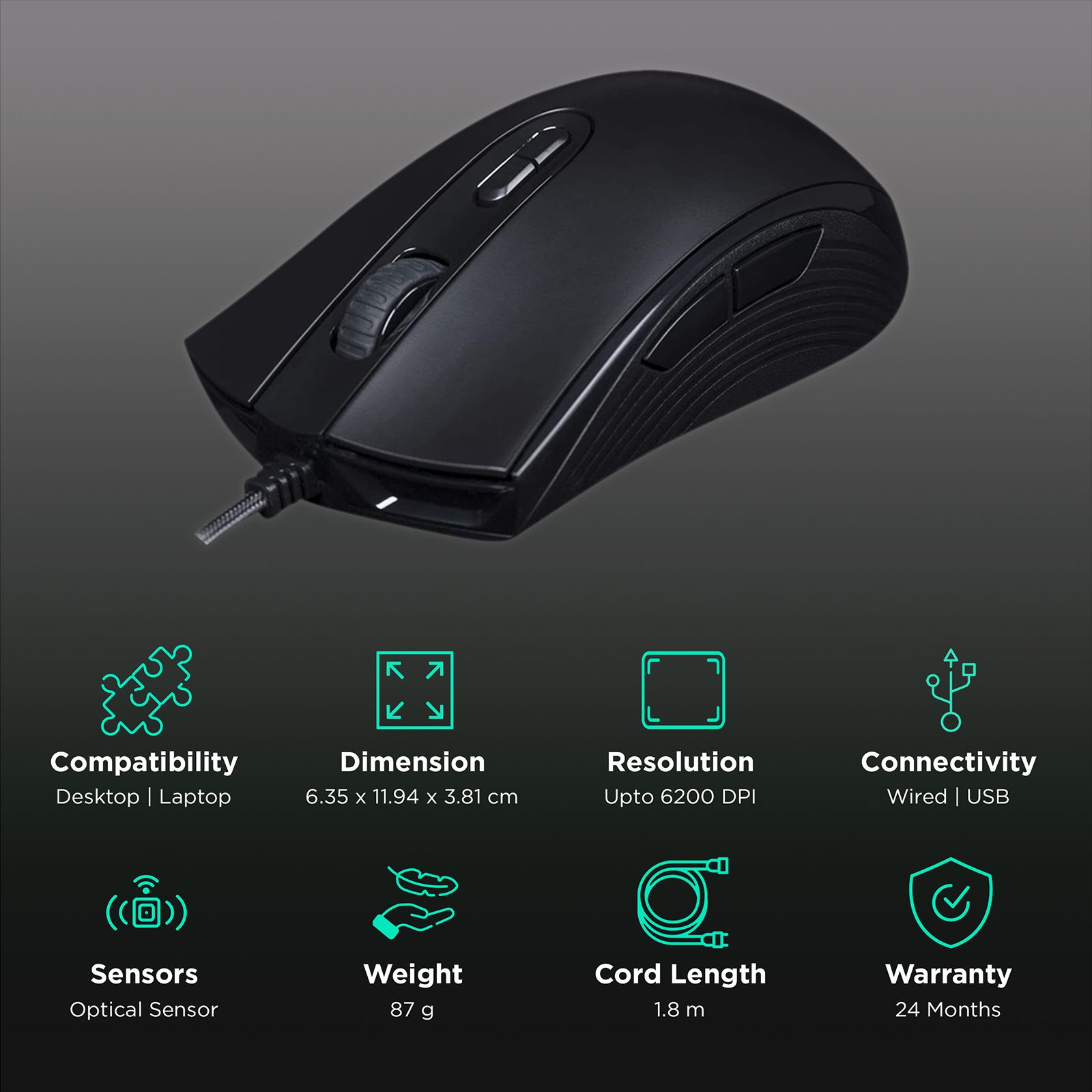 HyperX Pulsefire Core Wired Gaming Mouse with Macro Customization (6200 DPI, 7 Programmable Buttons, Black) HyperX Pulsefire Core Wired Gaming Mouse with Macro Customization (6200 DPI, 7 Programmable Buttons, Black)_2