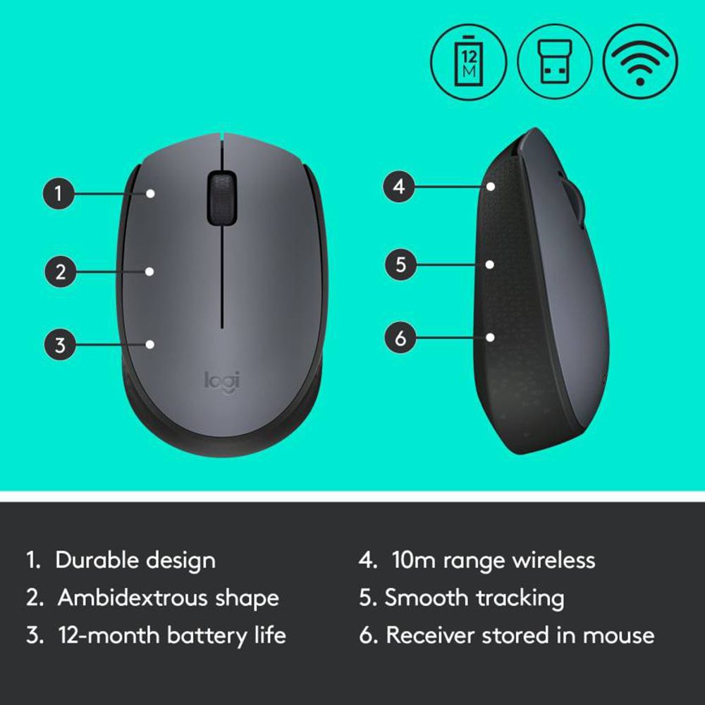 logitech M171 Wireless Optical Mouse (1000 DPI, Plug & Play, Grey/Black) logitech M171 Wireless Optical Mouse (1000 DPI, Plug & Play, Grey/Black)_8