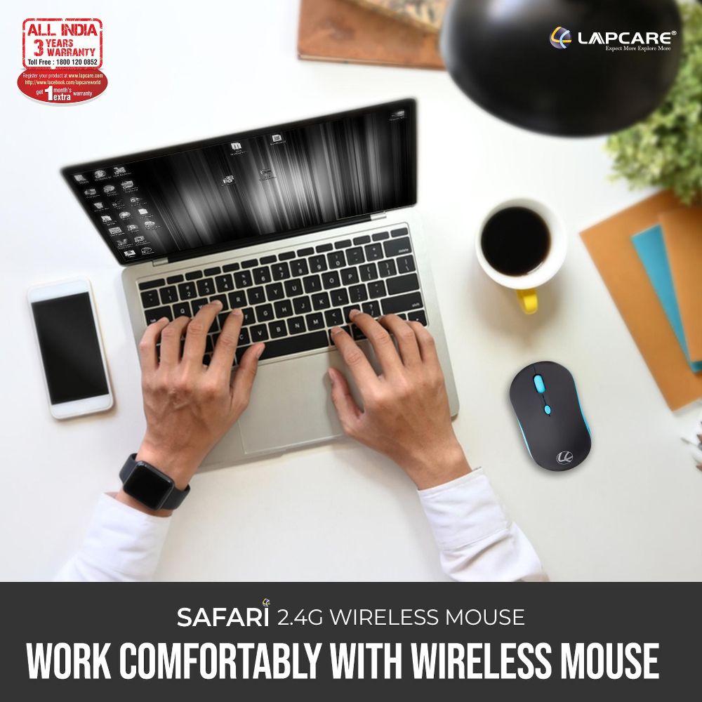 LAPCARE Safari Wireless Optical Mouse (1600 DPI, Ultra Portable, Black)_5