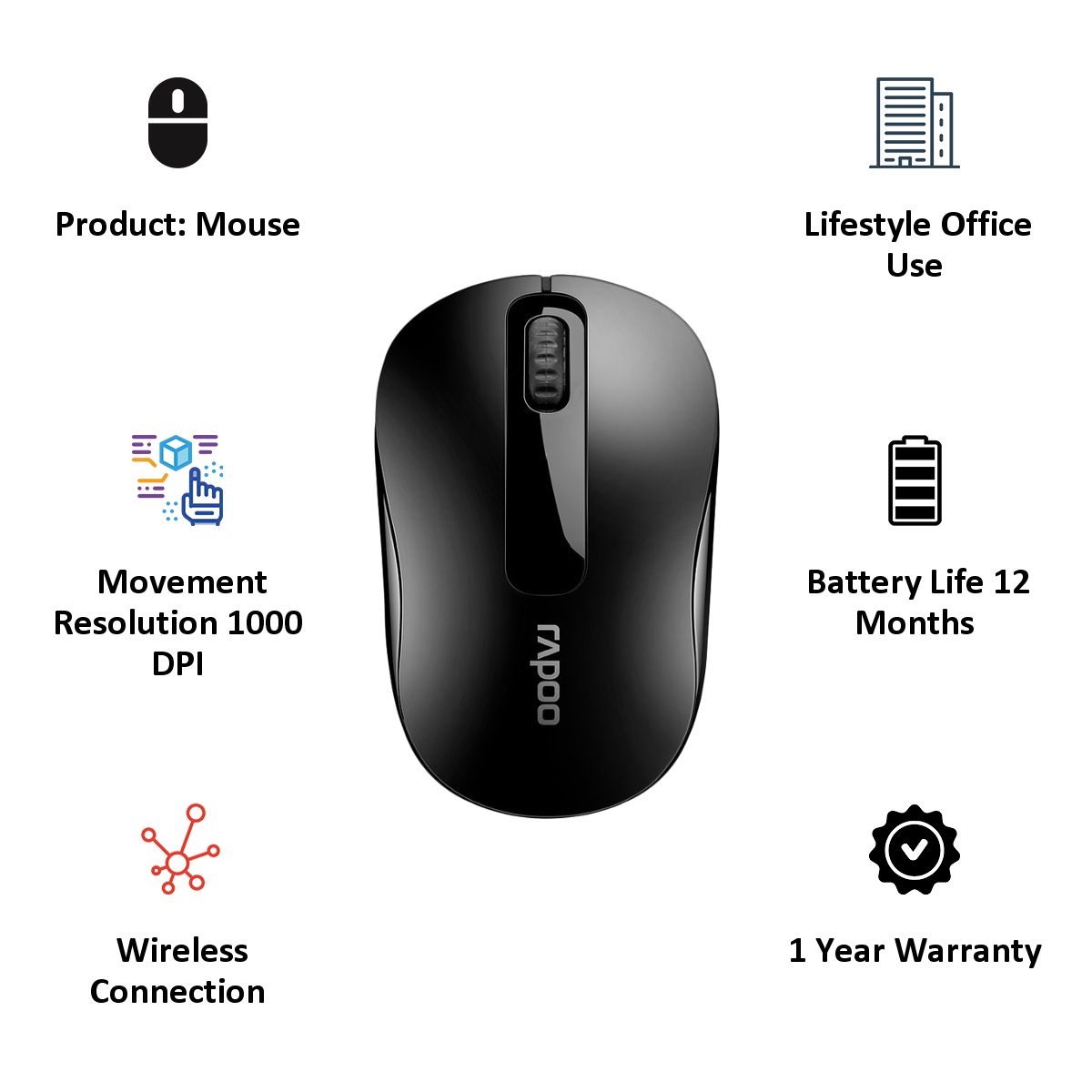rapoo M10 1000 DPI Bluetooth Optical Mouse (Black) rapoo M10 1000 DPI Bluetooth Optical Mouse (Black)_5