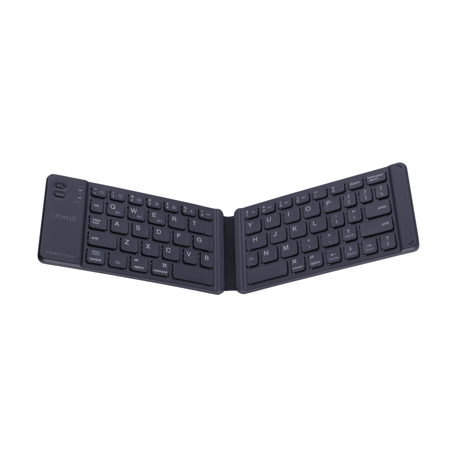 Croma Rechargeable Bluetooth 3.0 Wireless Foldable Keyboard with Multi Device Connectivity (Lightweight, Black)_6