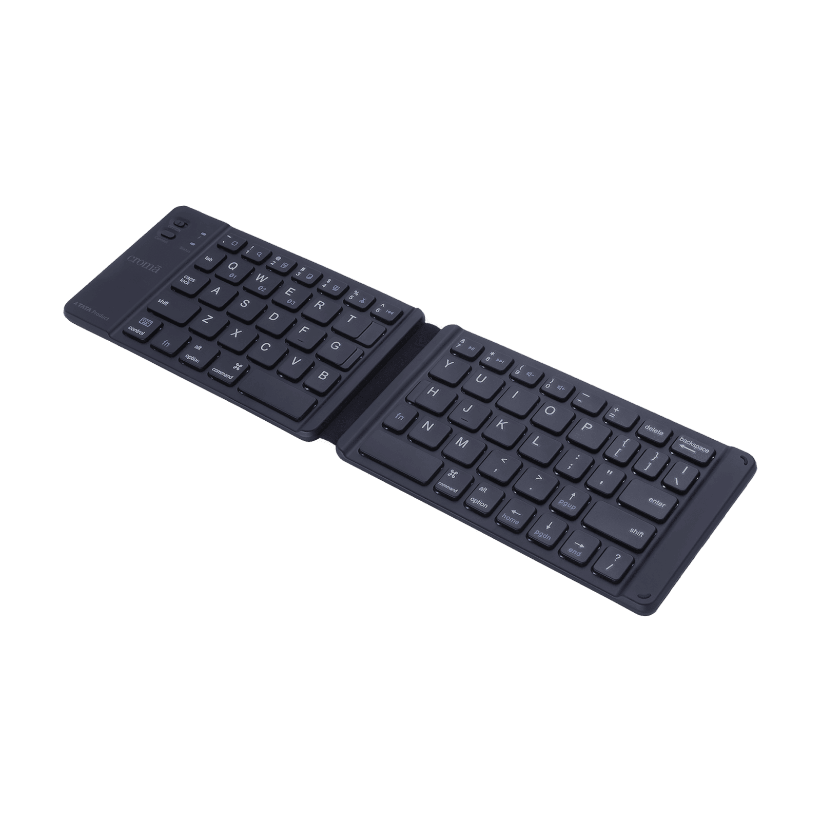 Croma Rechargeable Bluetooth 3.0 Wireless Foldable Keyboard with Multi Device Connectivity (Lightweight, Black)_8