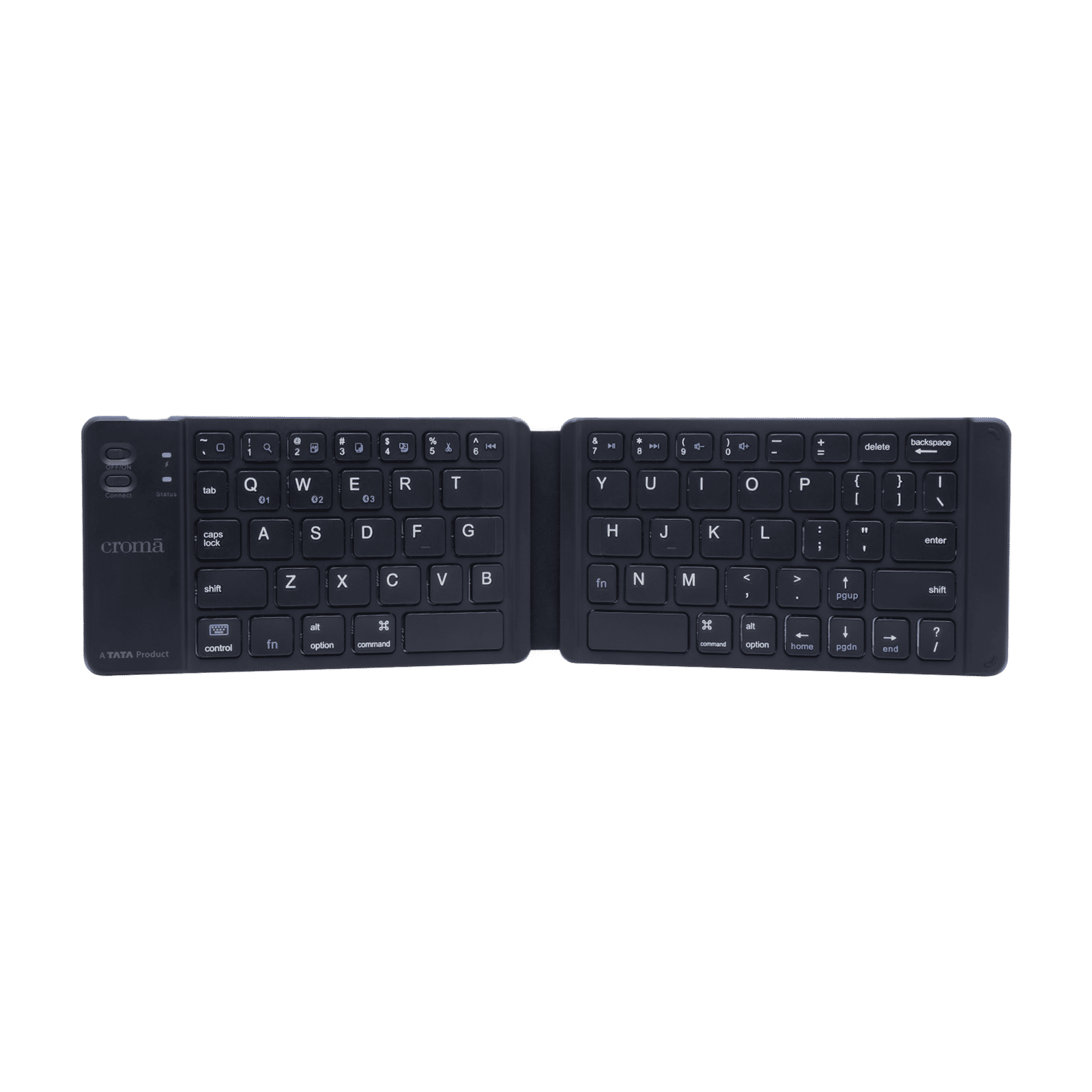 Croma Rechargeable Bluetooth 3.0 Wireless Foldable Keyboard with Multi Device Connectivity (Lightweight, Black)_9