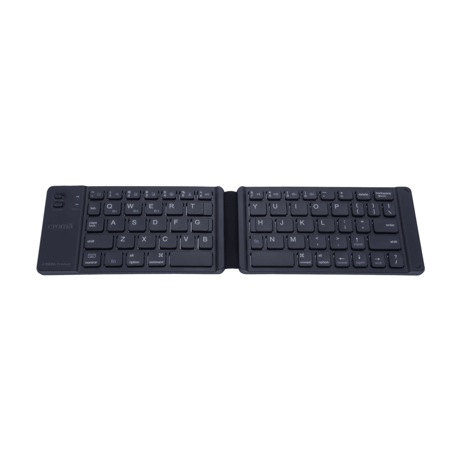Croma Rechargeable Bluetooth 3.0 Wireless Foldable Keyboard with Multi Device Connectivity (Lightweight, Black)_11