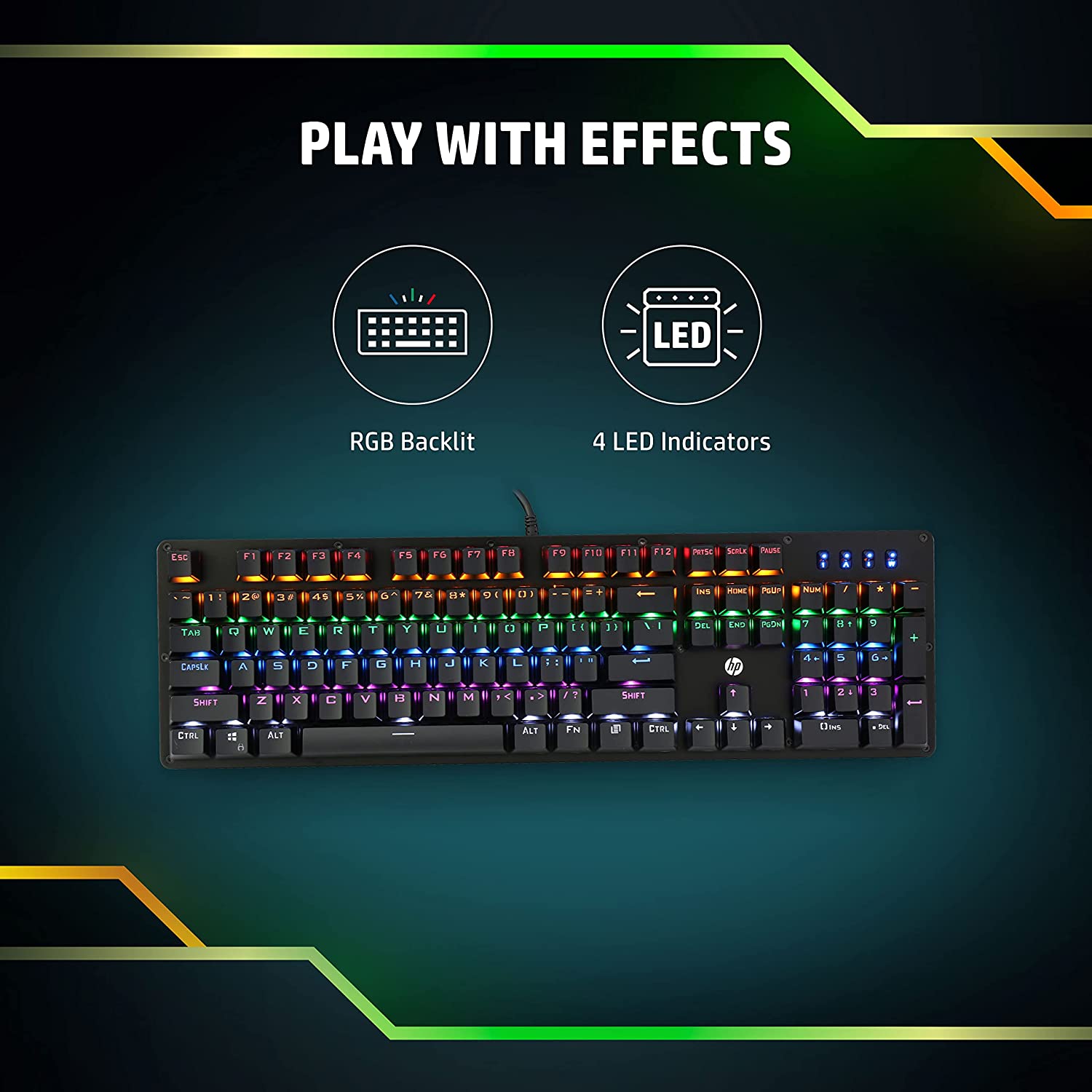 HP K100 Wired Gaming Keyboard with Backlit Keys (Windows Lock Key, Black)_7