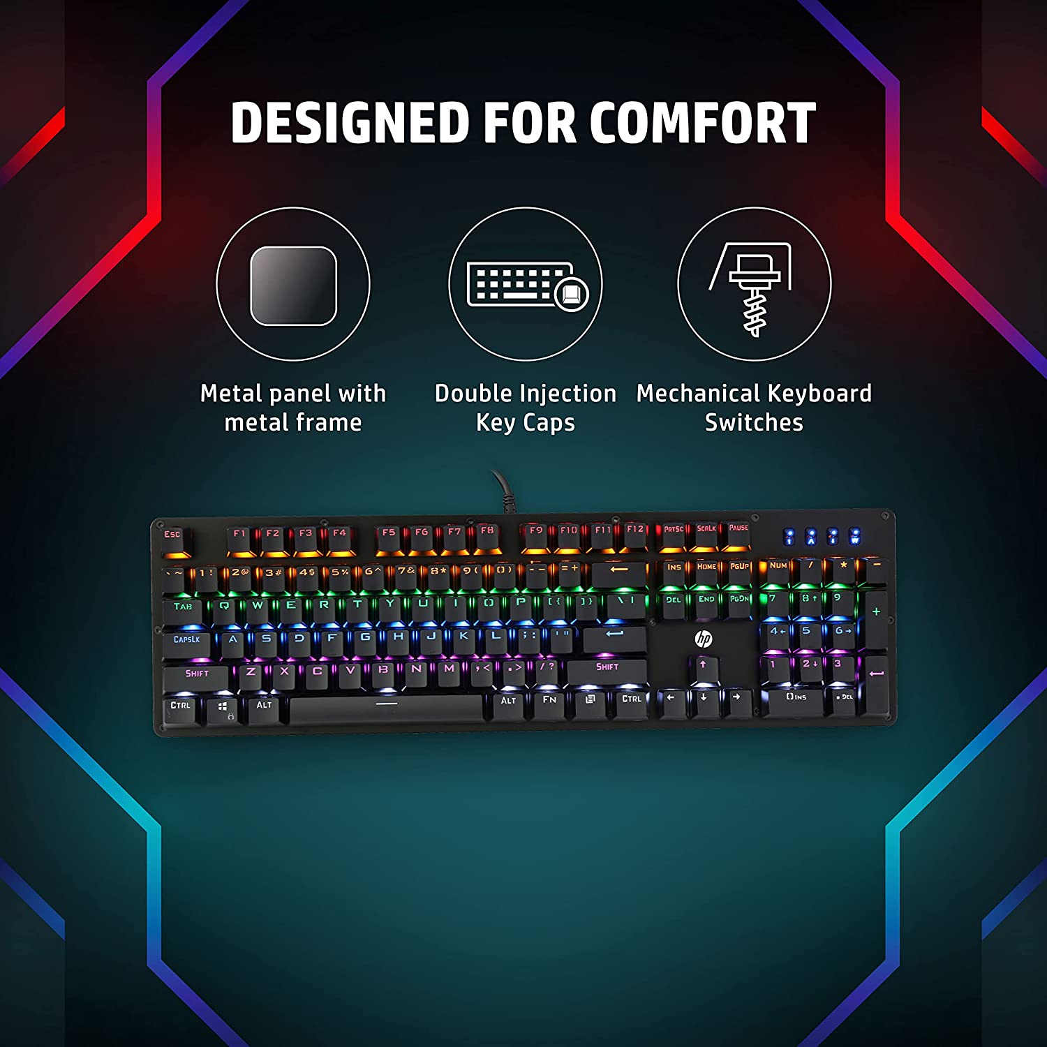 HP K100 Wired Gaming Keyboard with Backlit Keys (Windows Lock Key, Black)_9