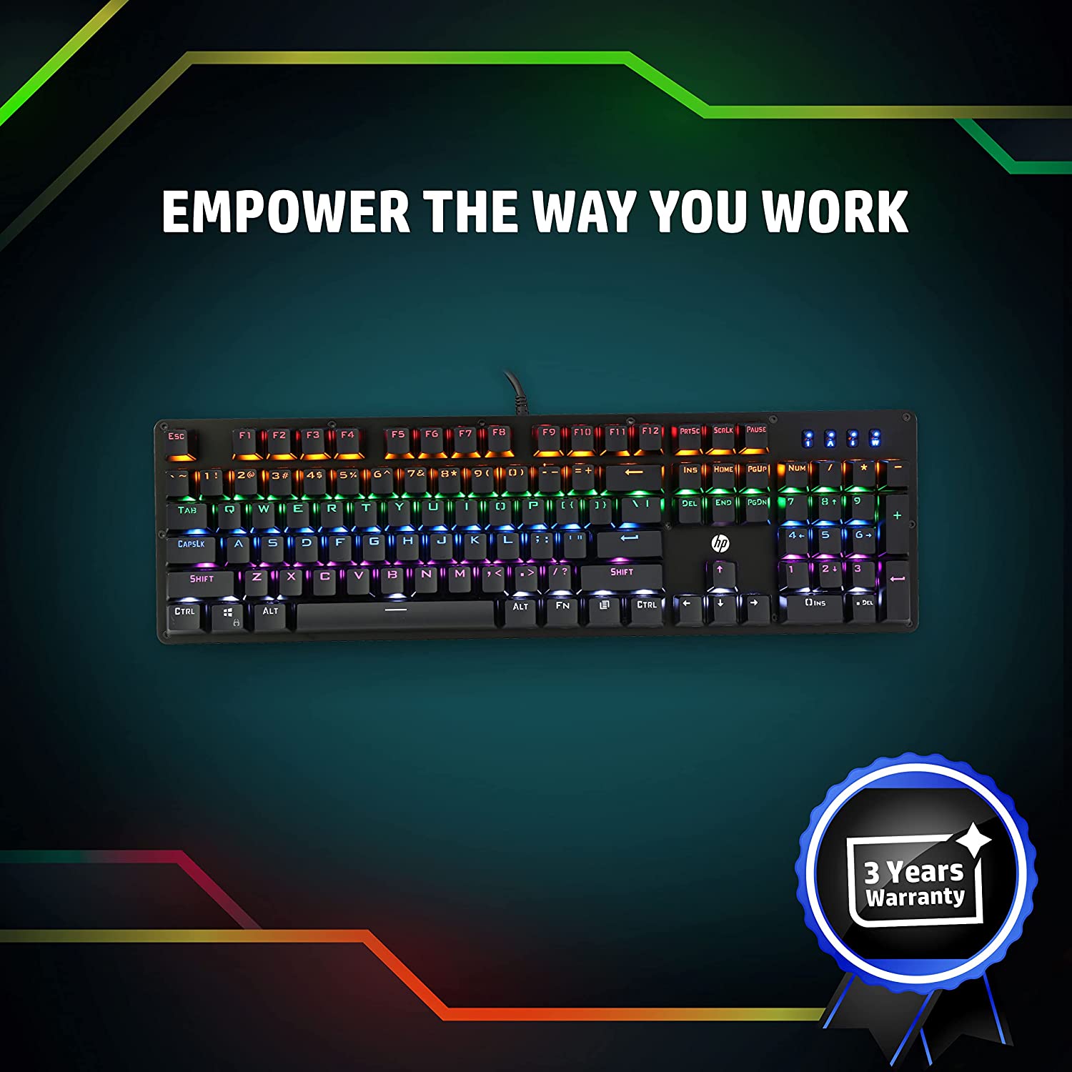 HP K100 Wired Gaming Keyboard with Backlit Keys (Windows Lock Key, Black)_5