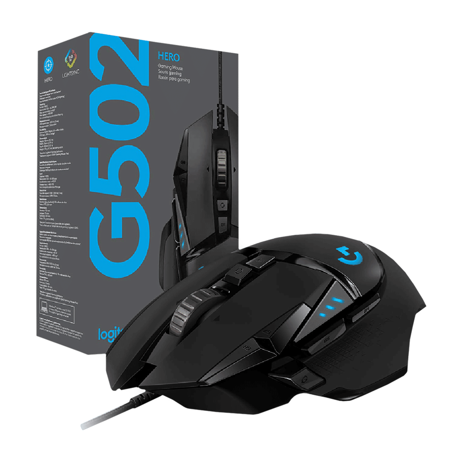 logitech G502 Hero Wired Optical Gaming Mouse (25600 DPI Adjustable, Lightsync RGB, Black)_4