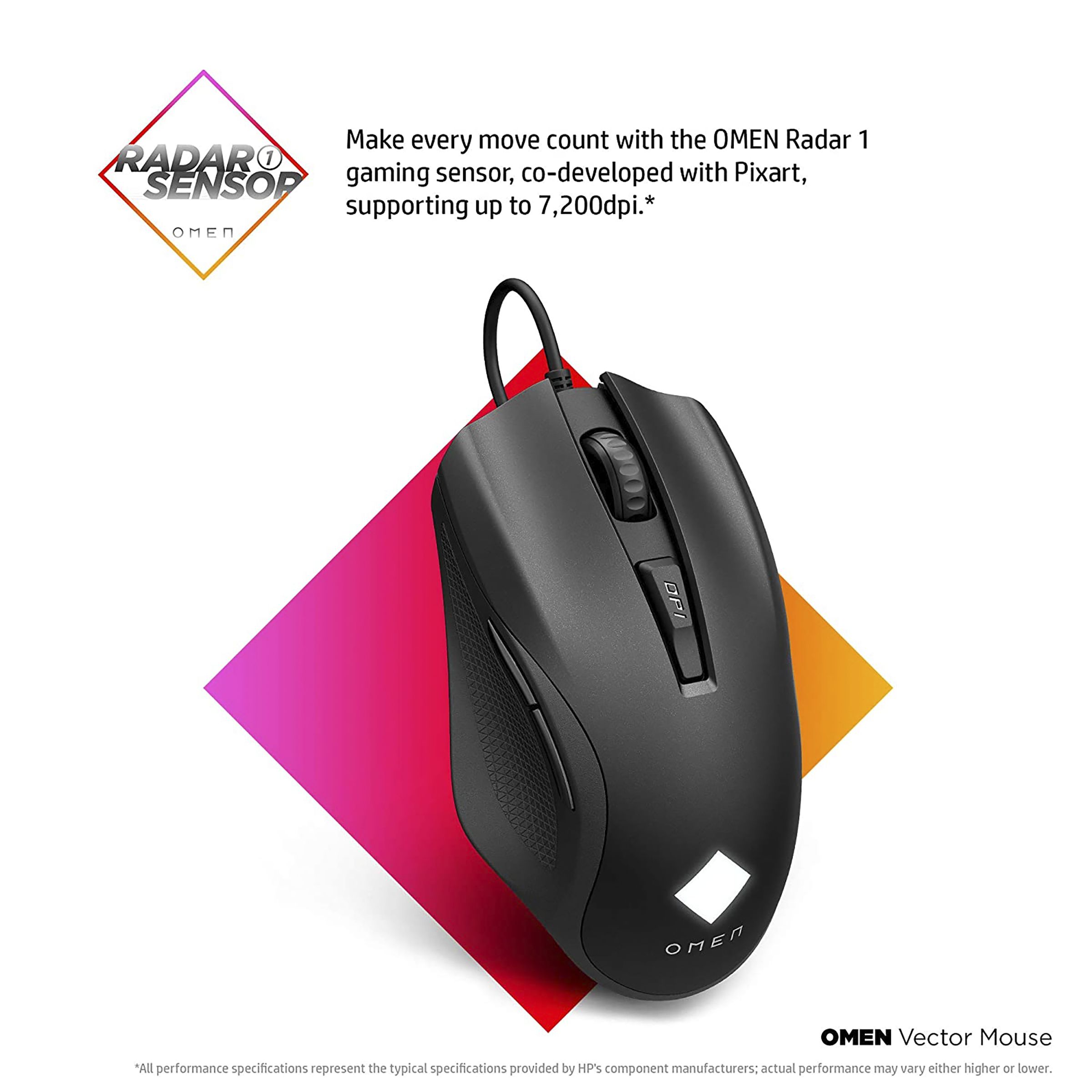 HP Omen Vector Essential Wired Optical Gaming Mouse with Customizable Buttons (7200 DPI, Ergonomic Design, Black)_10