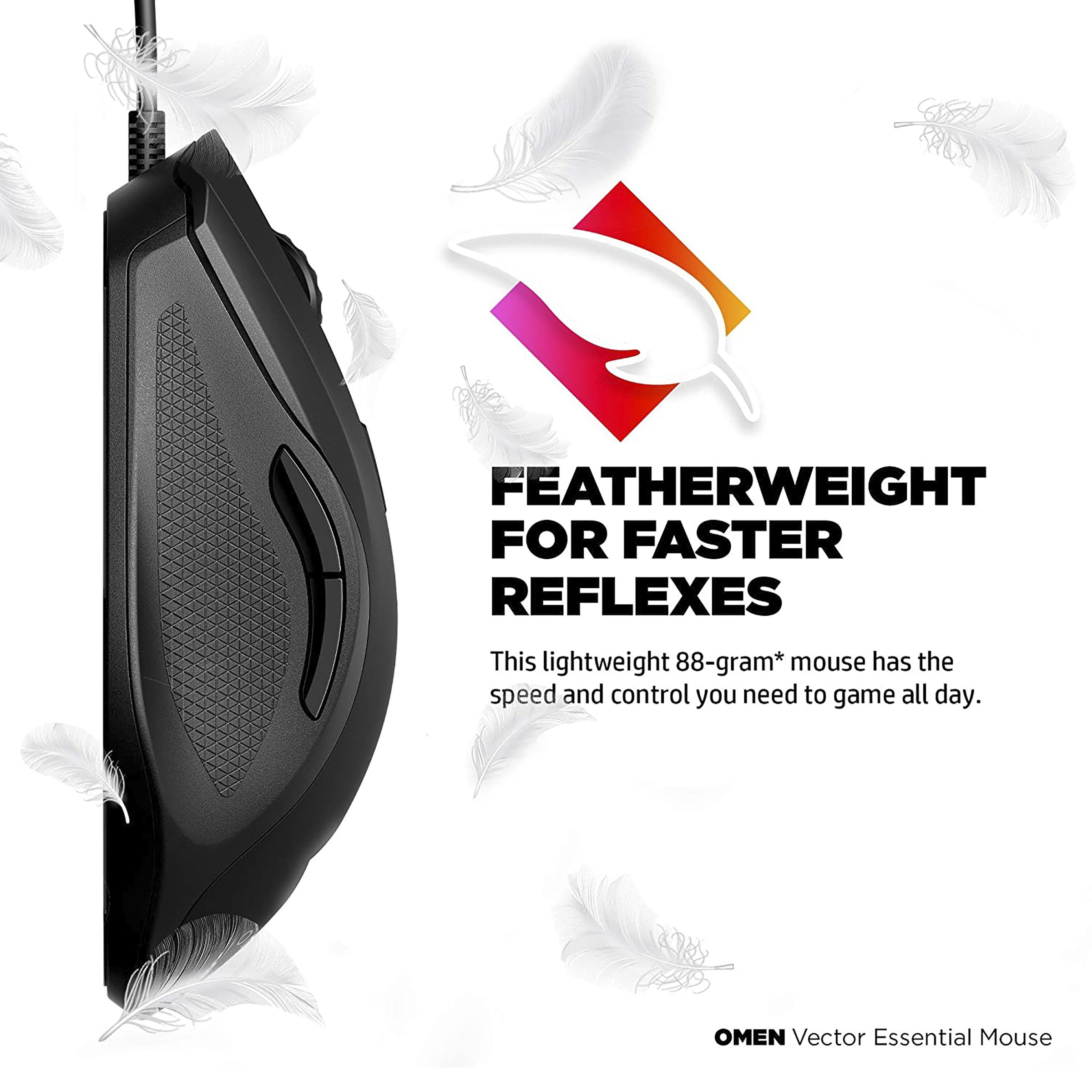 HP Omen Vector Essential Wired Optical Gaming Mouse with Customizable Buttons (7200 DPI, Ergonomic Design, Black)_6