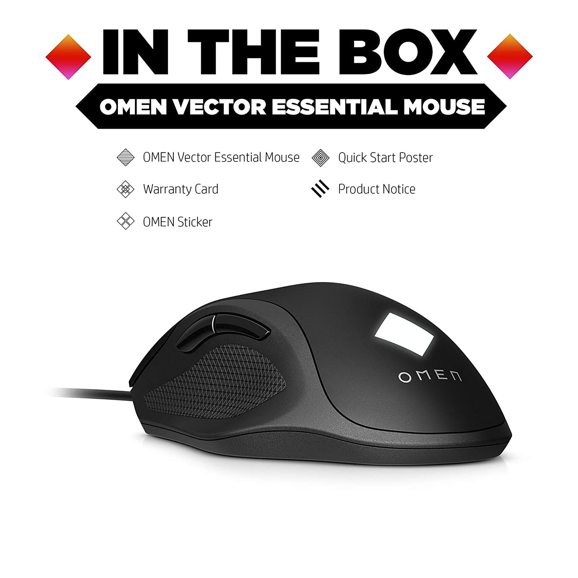HP Omen Vector Essential Wired Optical Gaming Mouse with Customizable Buttons (7200 DPI, Ergonomic Design, Black)_7