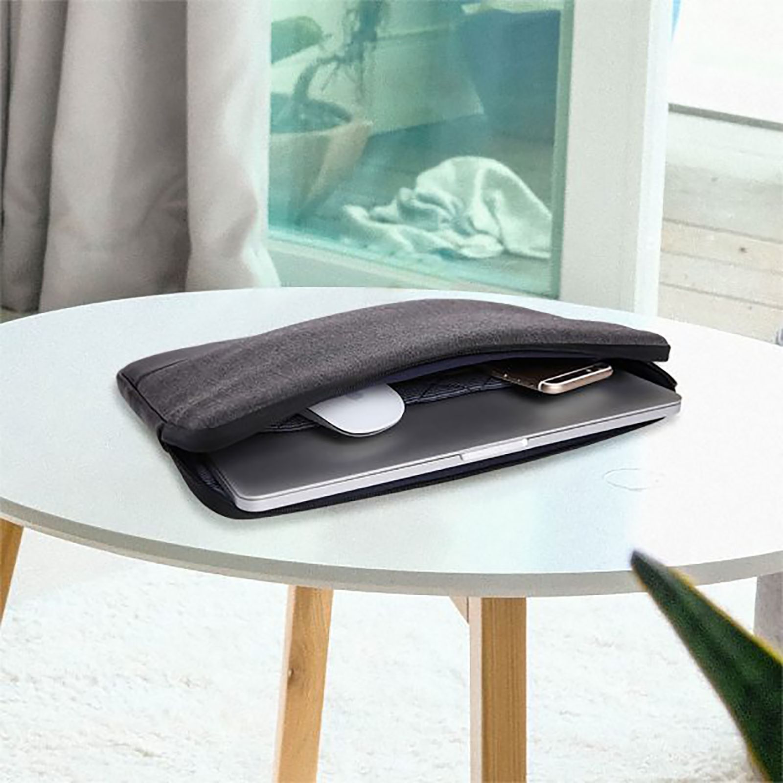 HYPHEN ESSE 301 Fabric, Polyester Laptop Sleeve for 13.3 Inch Laptop (Stylish Design with Carry Strap, Black)_7