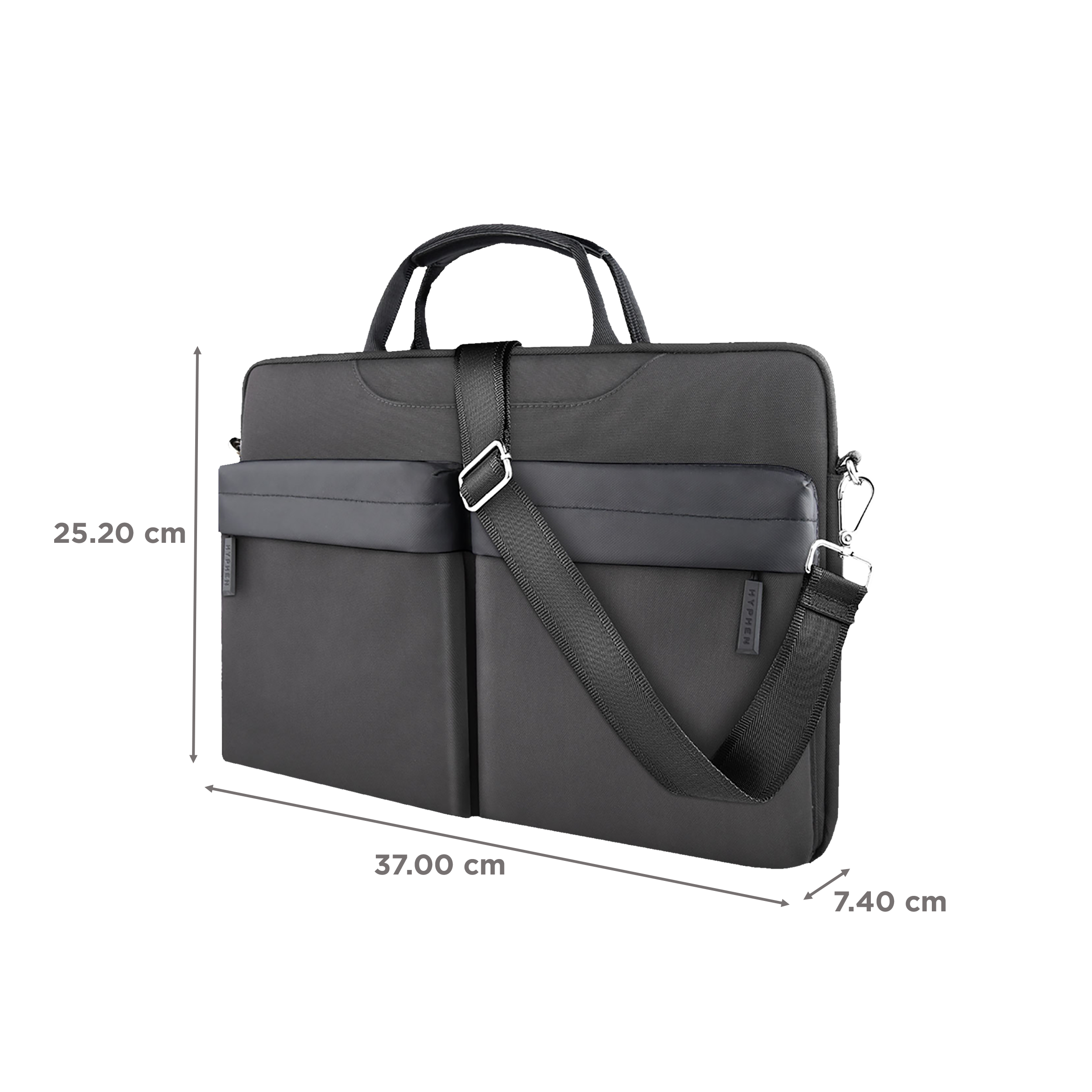 HYPHEN ESSE 701 Fabric, Polyester Laptop Sling Bag for 14 & 16 Inch Laptop (Scratch Resistant, Black)_2