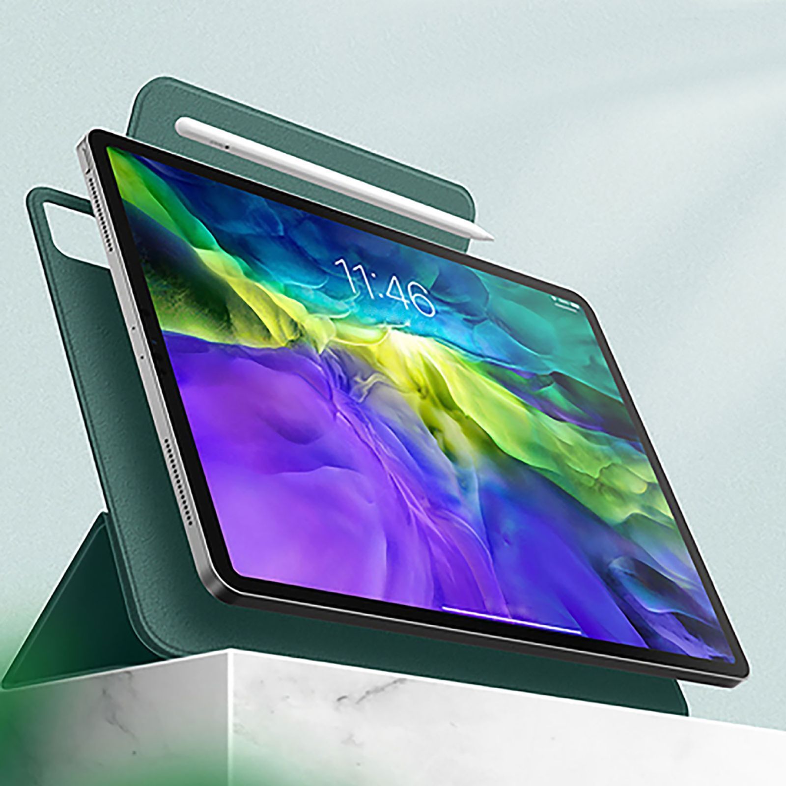 Hyphen VERSO Polyurethane Folio Case for Apple iPad Pro 12.9 Inch (3rd, 4th & 5th Gen) (Built-in Magnet, Midnight Green)_7
