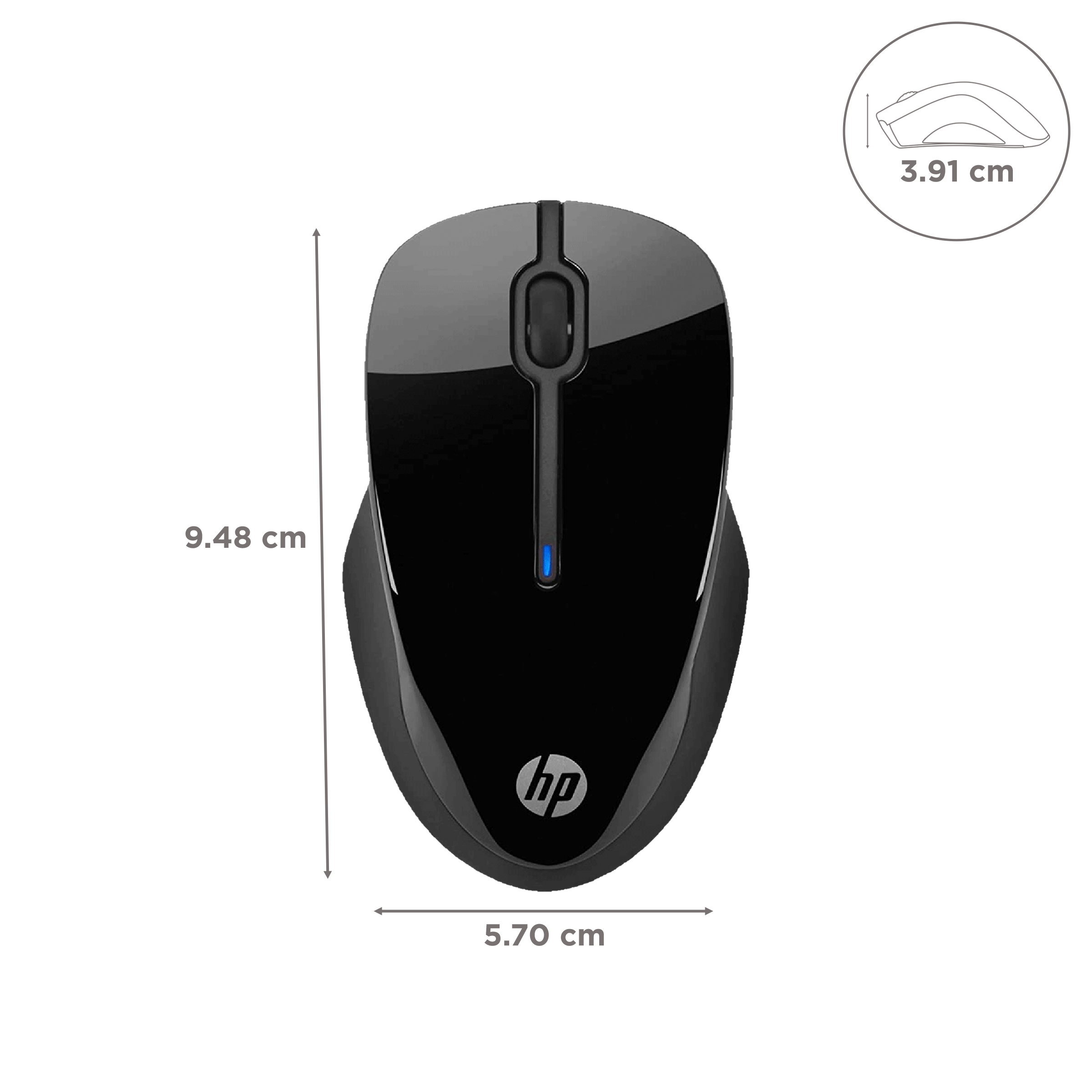 HP 250 Wireless Optical Mouse (1600 DPI, Carefully Designed Side Grip, Black)_3