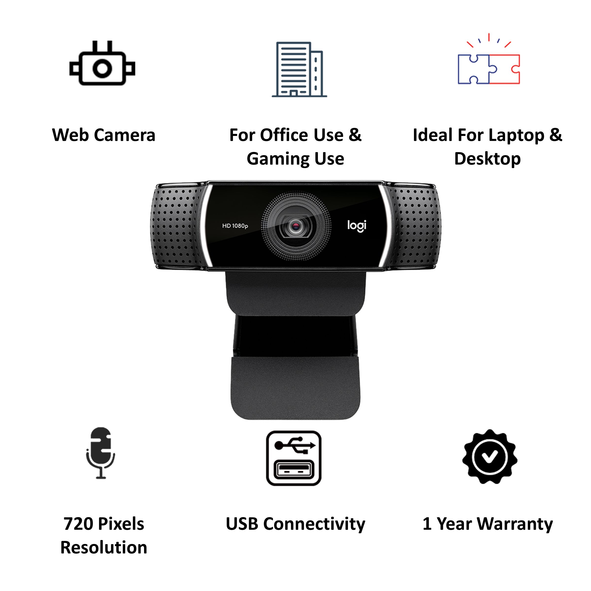 logitech C922 Pro USB 1080p Web Cam (Automatic Low Light Correction, 960-001090, Black) logitech C922 Pro USB 1080p Web Cam (Automatic Low Light Correction, 960-001090, Black)_5