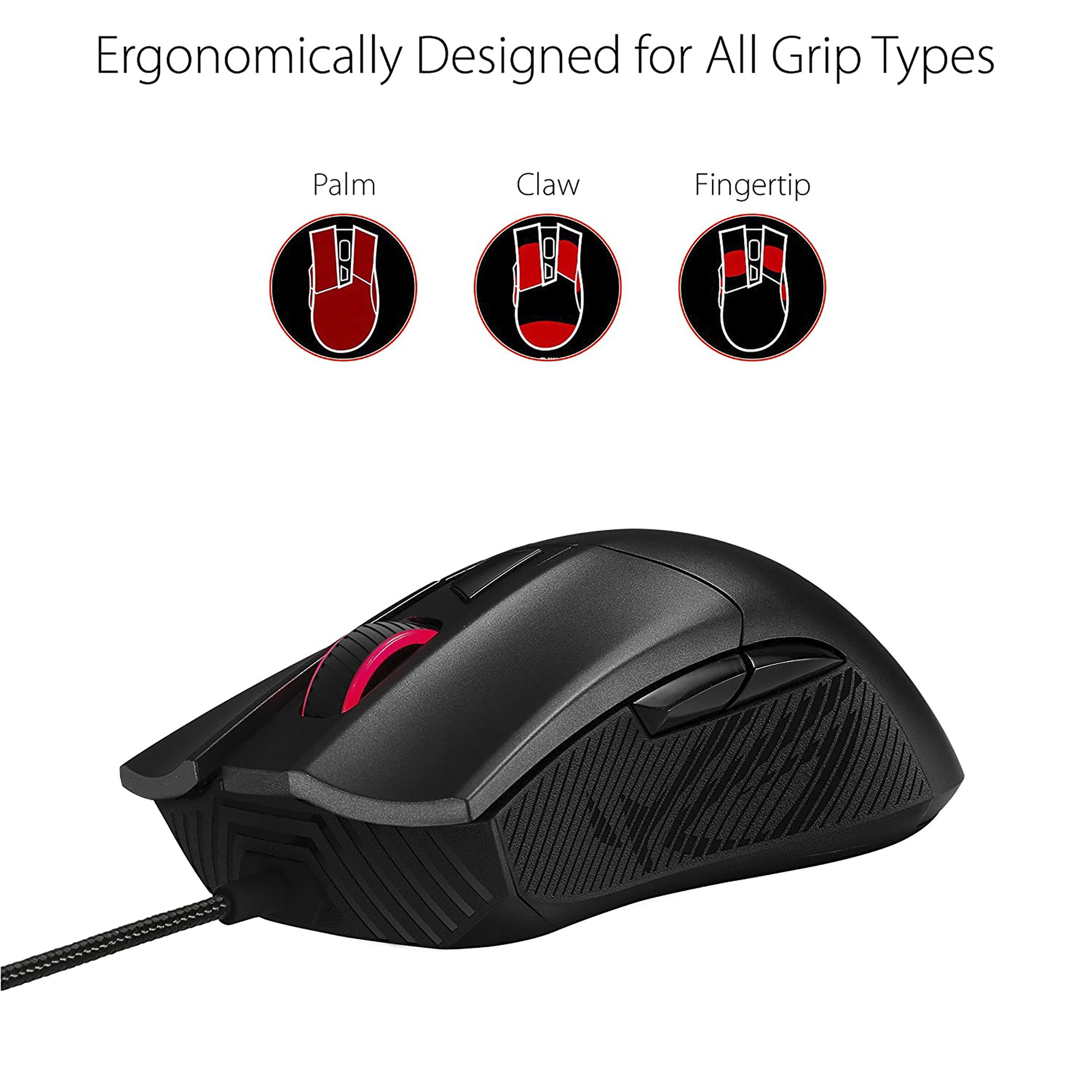 ASUS ROG Gladius II Core Wired Optical Gaming Mouse with Customizable Buttons (6200 DPI, Ergonomic Design, Black)_9