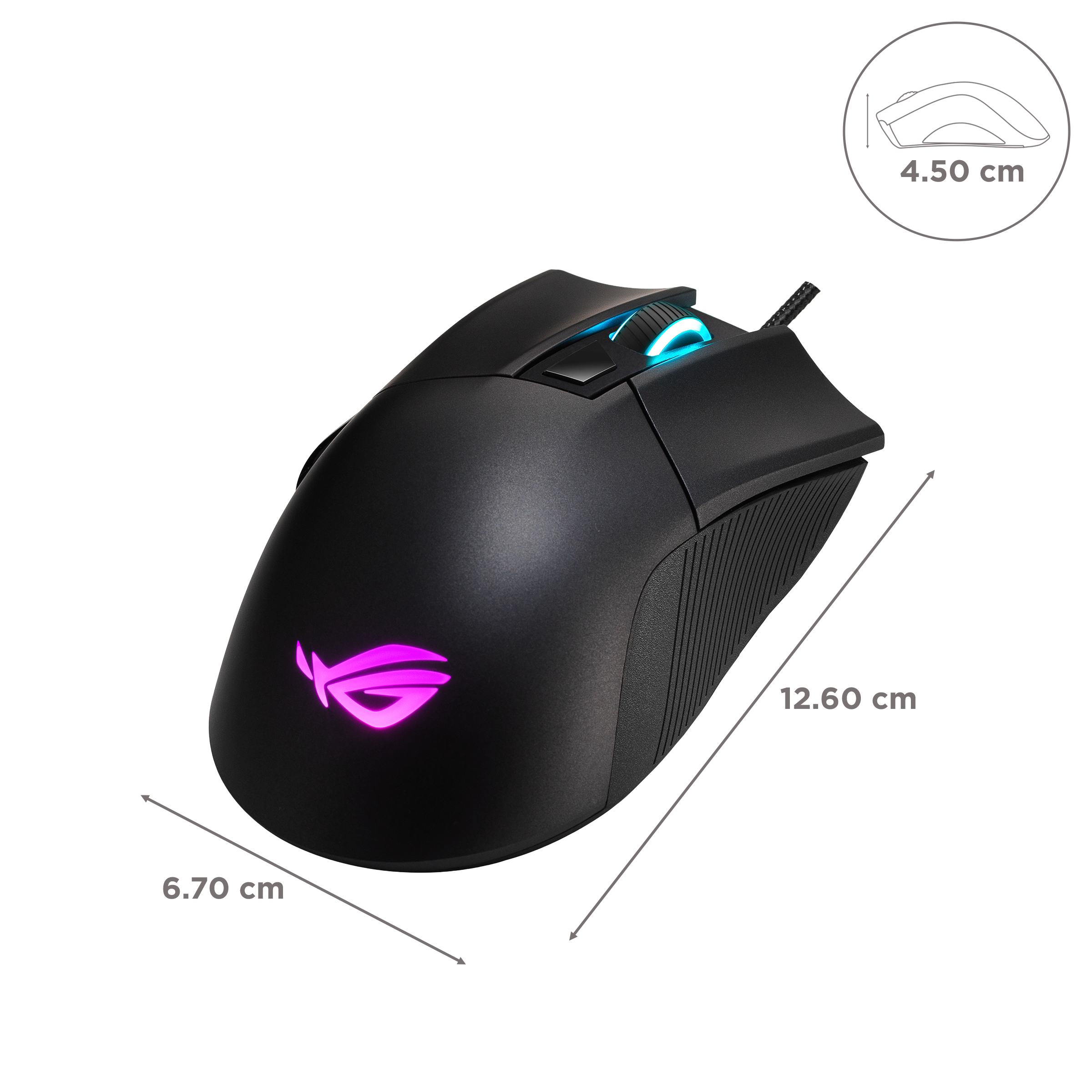 ASUS ROG Gladius II Core Wired Optical Gaming Mouse with Customizable Buttons (6200 DPI, Ergonomic Design, Black)_3