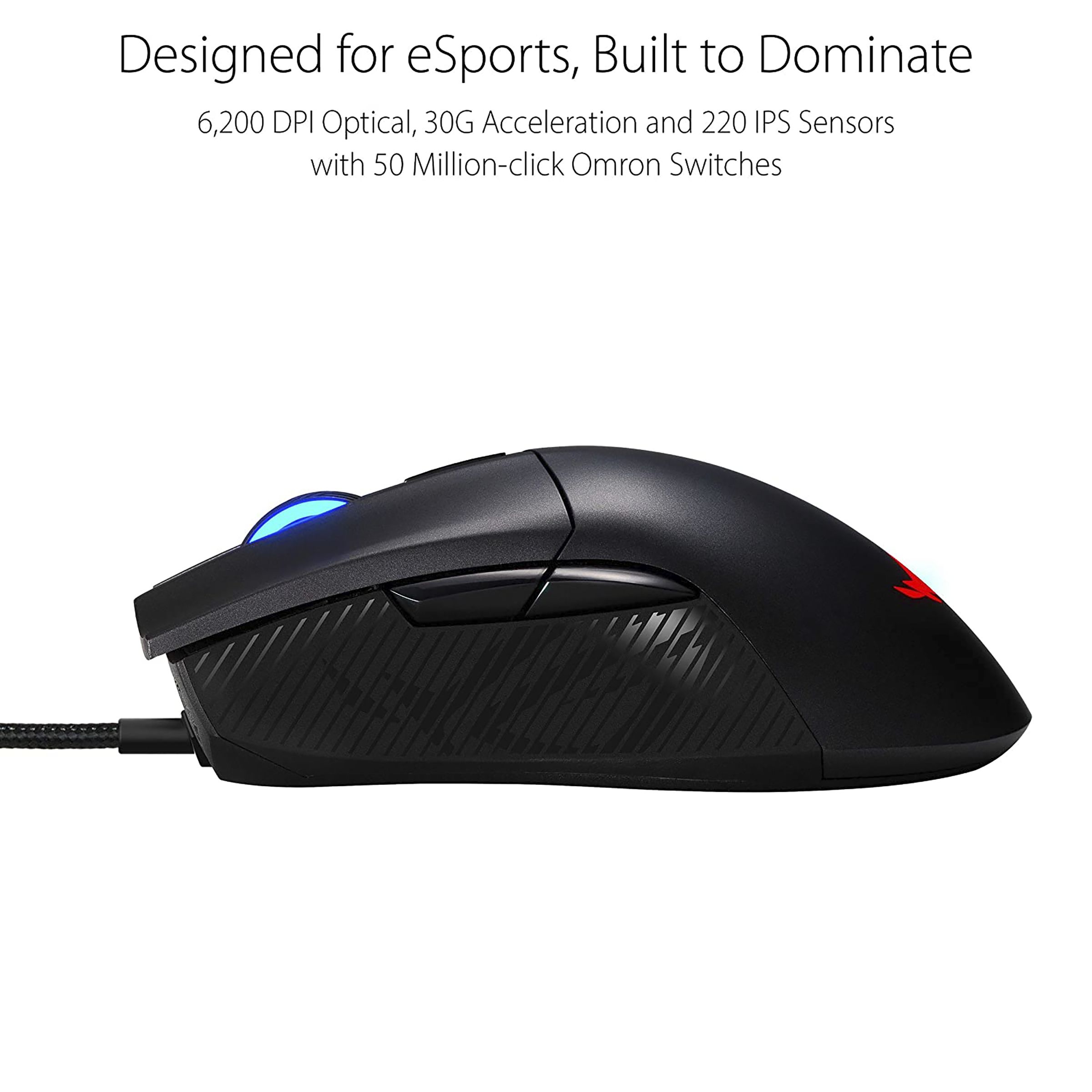 ASUS ROG Gladius II Core Wired Optical Gaming Mouse with Customizable Buttons (6200 DPI, Ergonomic Design, Black)_7