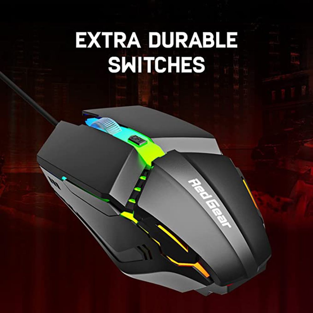 Red Gear A-10 Wired Optical Gaming Mouse (2400 DPI, Light Sync RGB, Black) Red Gear A-10 Wired Optical Gaming Mouse (2400 DPI, Light Sync RGB, Black)_9