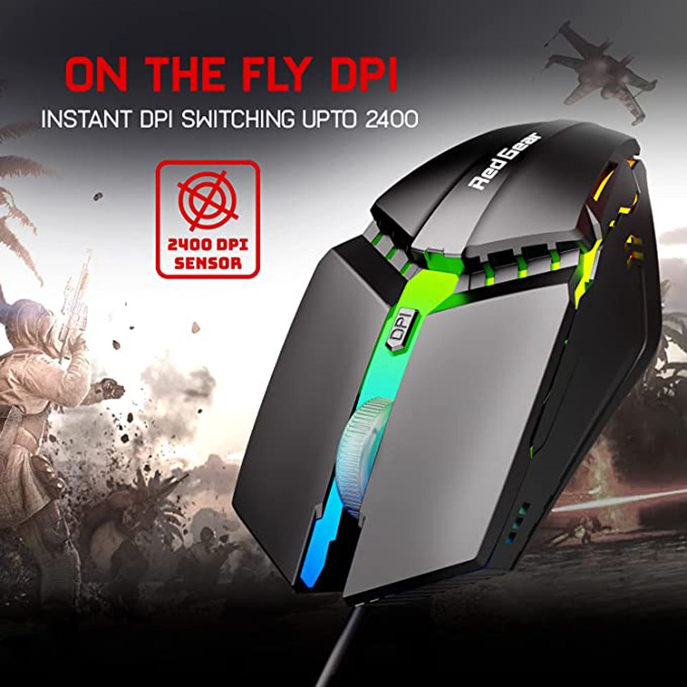 Red Gear A-10 Wired Optical Gaming Mouse (2400 DPI, Light Sync RGB, Black) Red Gear A-10 Wired Optical Gaming Mouse (2400 DPI, Light Sync RGB, Black)_7