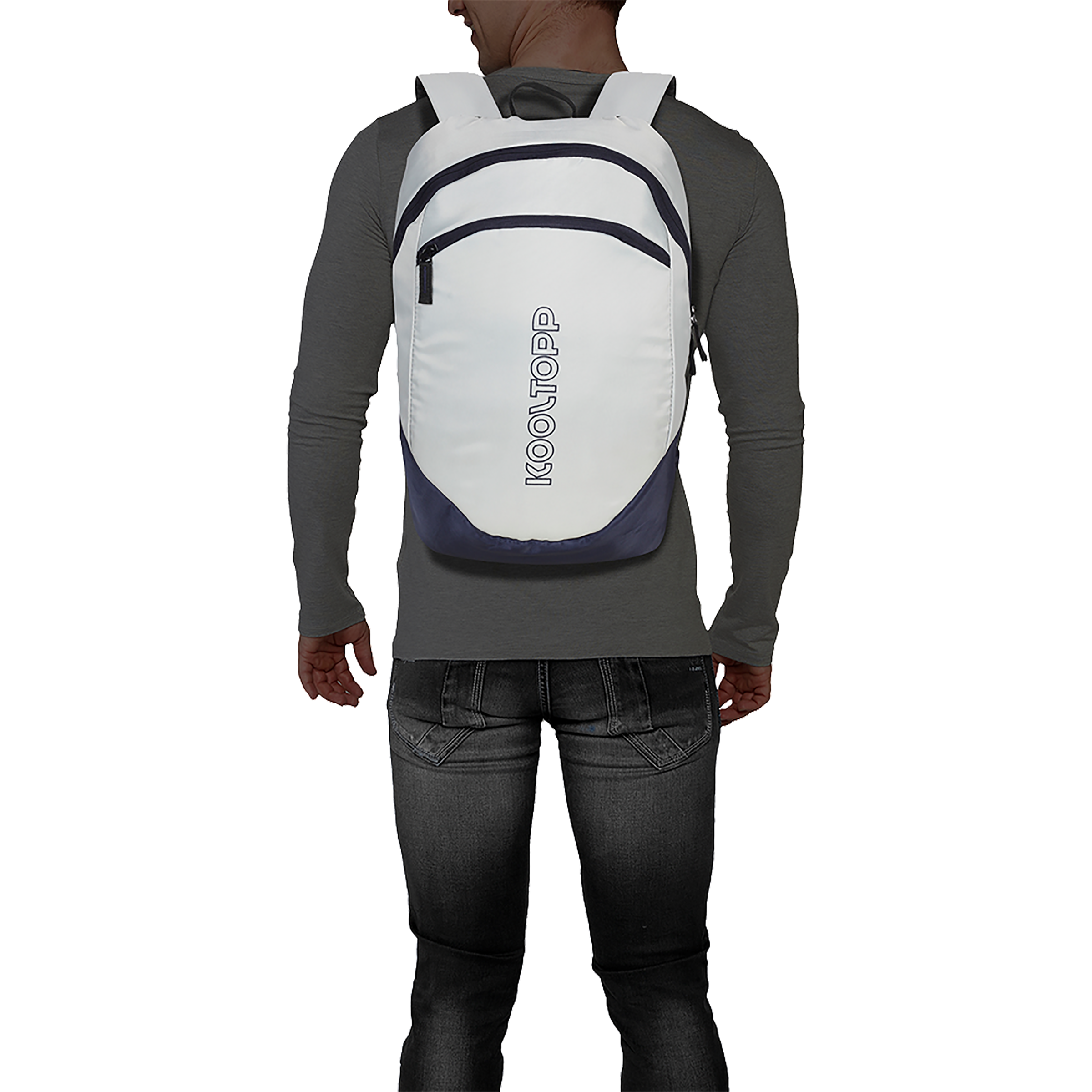 KOOLTOPP Simple Polyester Laptop Backpack for 13 Inch Laptop (14 L, Water Resistant, Navy Blue/Silver)_7