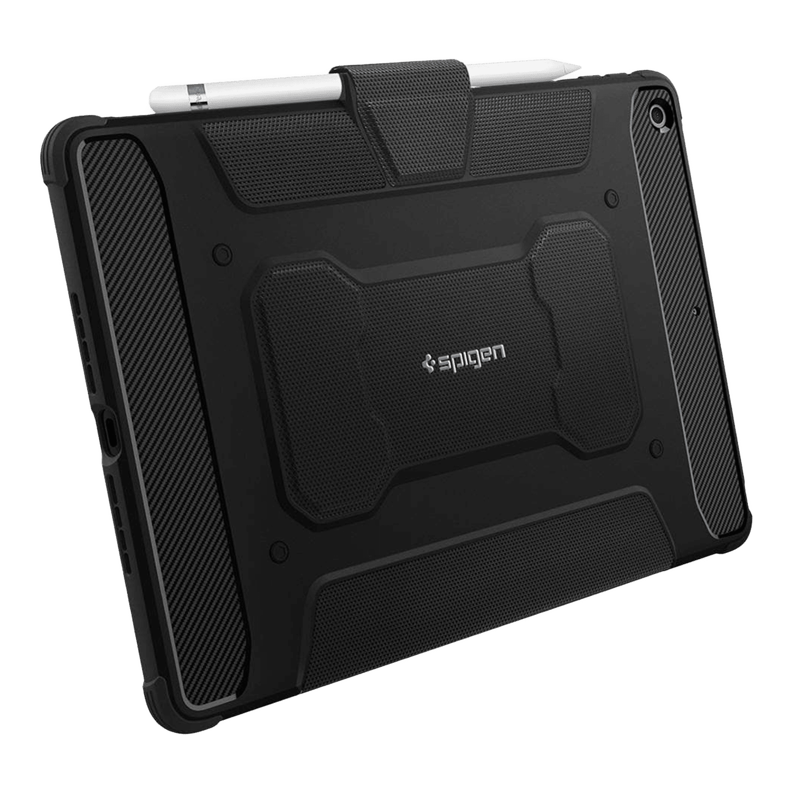 Spigen Rugged Armor Pro Polyurethane Leather, TPU Flip Cover for Apple iPad (9th, 8th & 7th Gen) (Built-in Kickstand, Black)_8