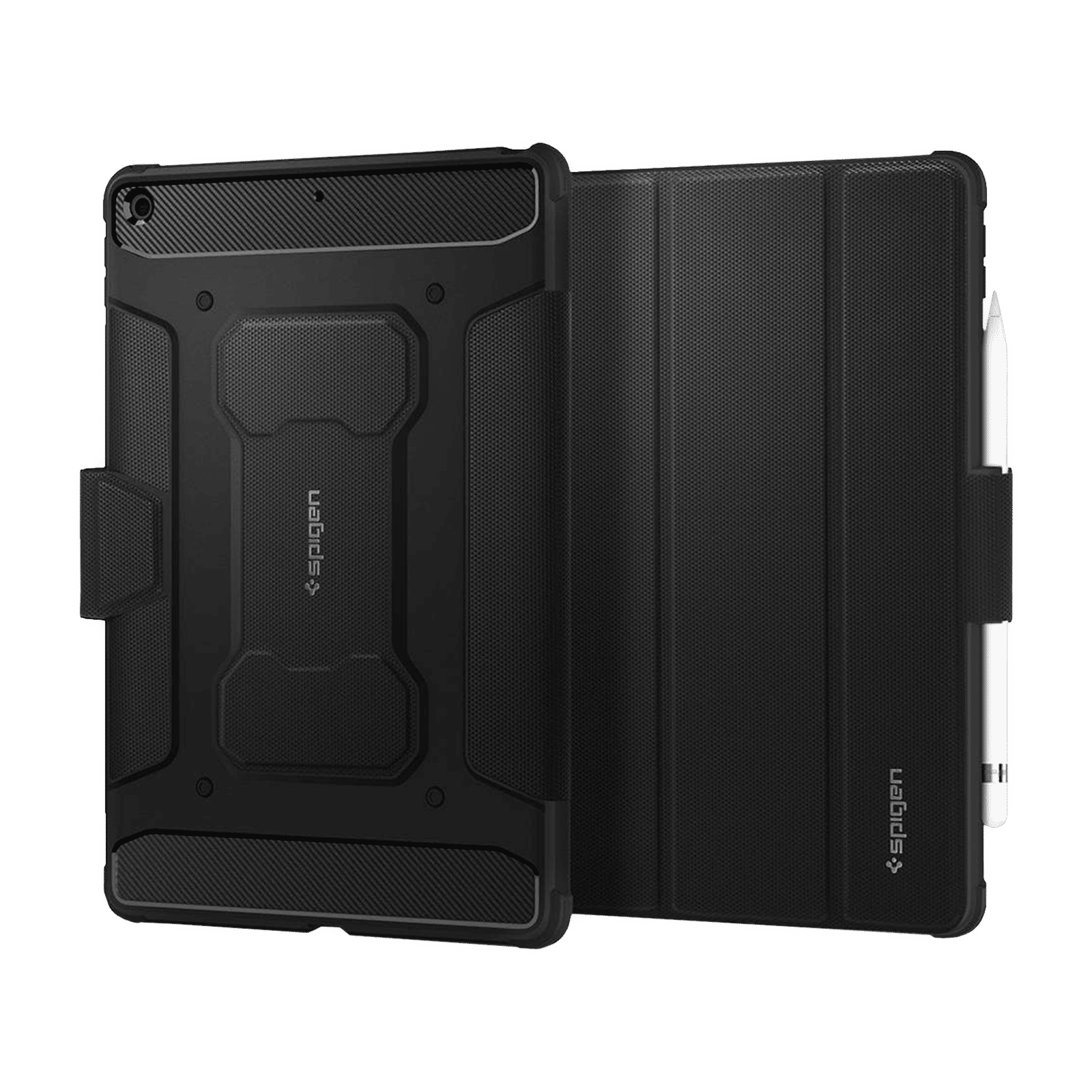 Spigen Rugged Armor Pro Polyurethane Leather, TPU Flip Cover for Apple iPad (9th, 8th & 7th Gen) (Built-in Kickstand, Black)_10