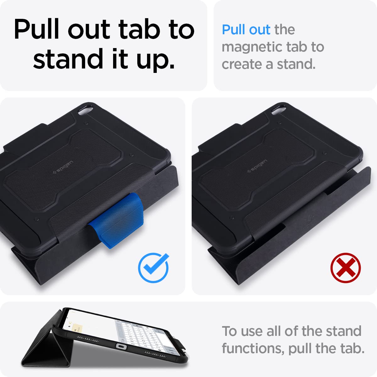 Spigen Rugged Armor Pro Polyurethane Leather, TPU Flip Cover for Apple iPad (9th, 8th & 7th Gen) (Built-in Kickstand, Black)_13