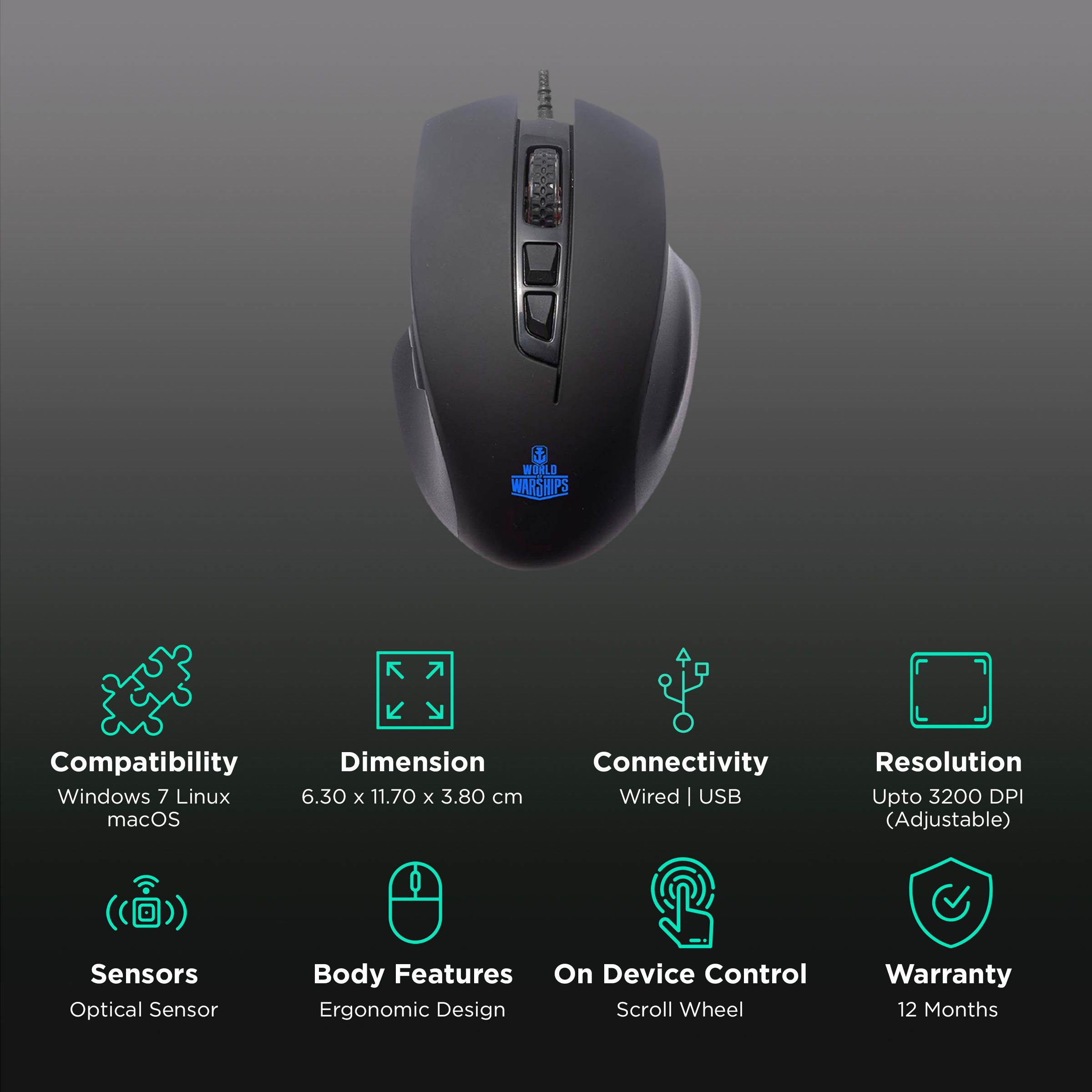 ANT ESPORTS GM200W Wired Optical Gaming Mouse (3200 DPI Adjustable, Ergonomic Design, Black) ANT ESPORTS GM200W Wired Optical Gaming Mouse (3200 DPI Adjustable, Ergonomic Design, Black)_2