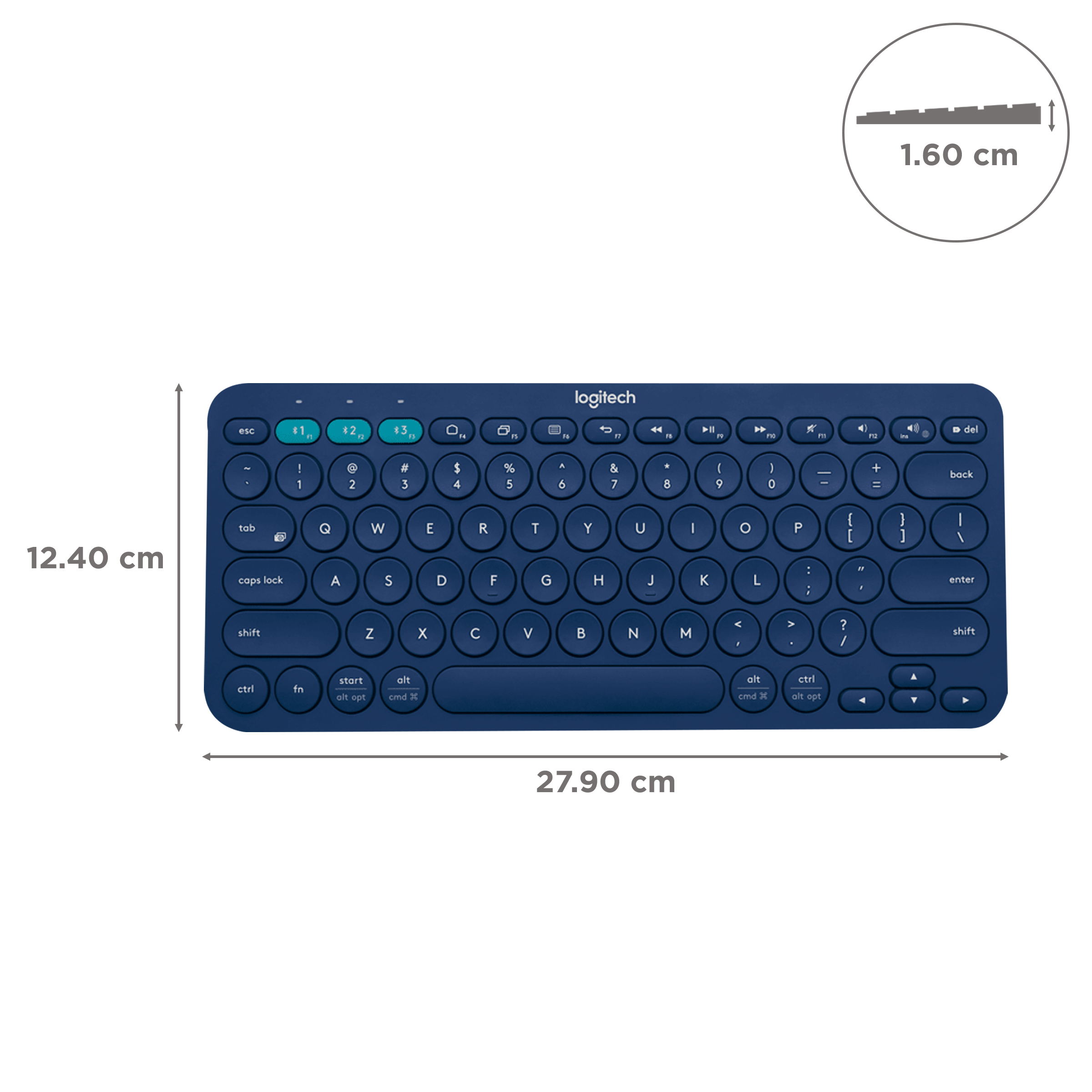 logitech K380 Bluetooth 3.0 Wireless Keyboard with Multi Device Connectivity (Low Profile Scissor Keys, Blue)_3