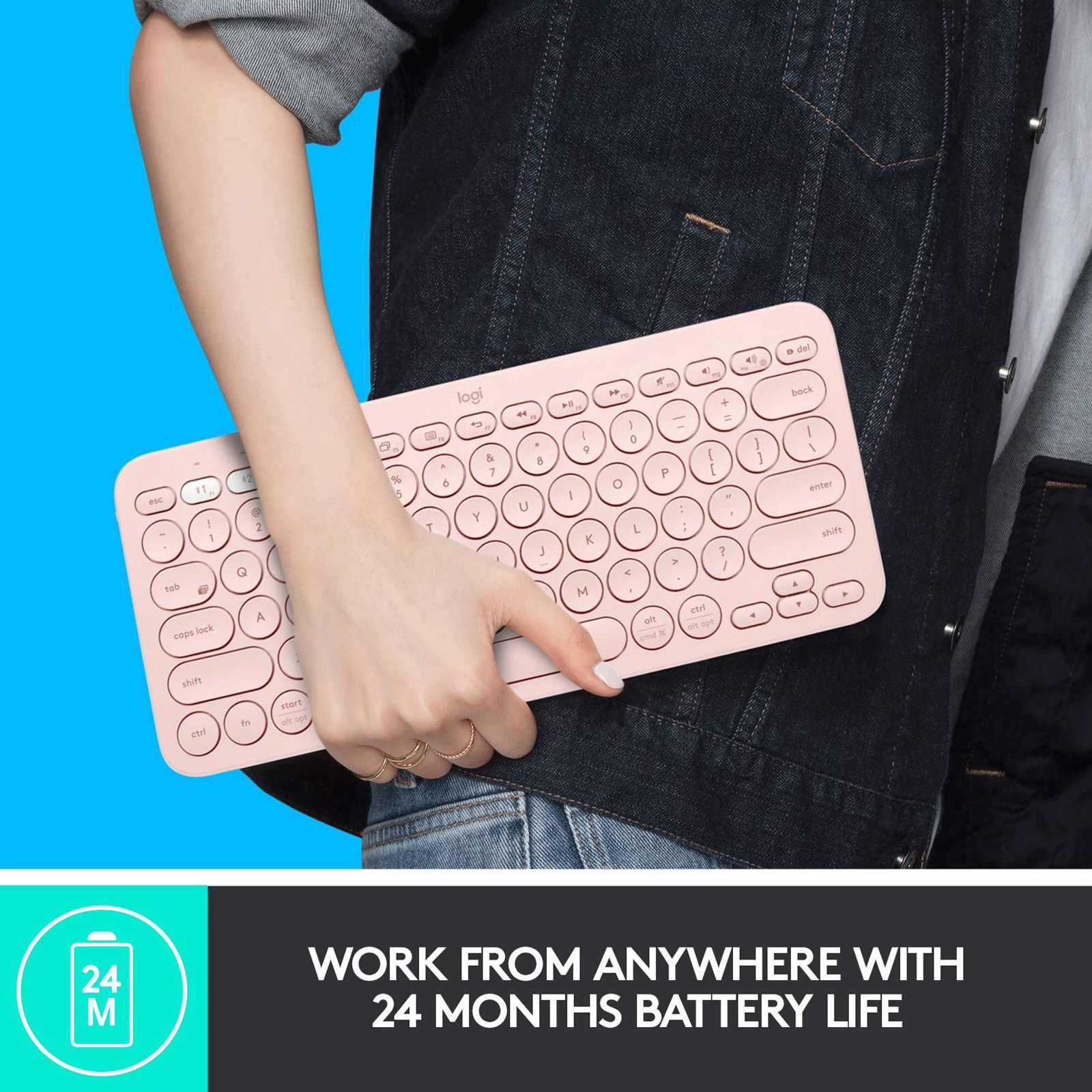 logitech K380 Bluetooth 3.0 Wireless Keyboard with Multi Device Connectivity (Low Profile Scissor Keys, Rose) logitech K380 Bluetooth 3.0 Wireless Keyboard with Multi Device Connectivity (Low Profile Scissor Keys, Rose)_11
