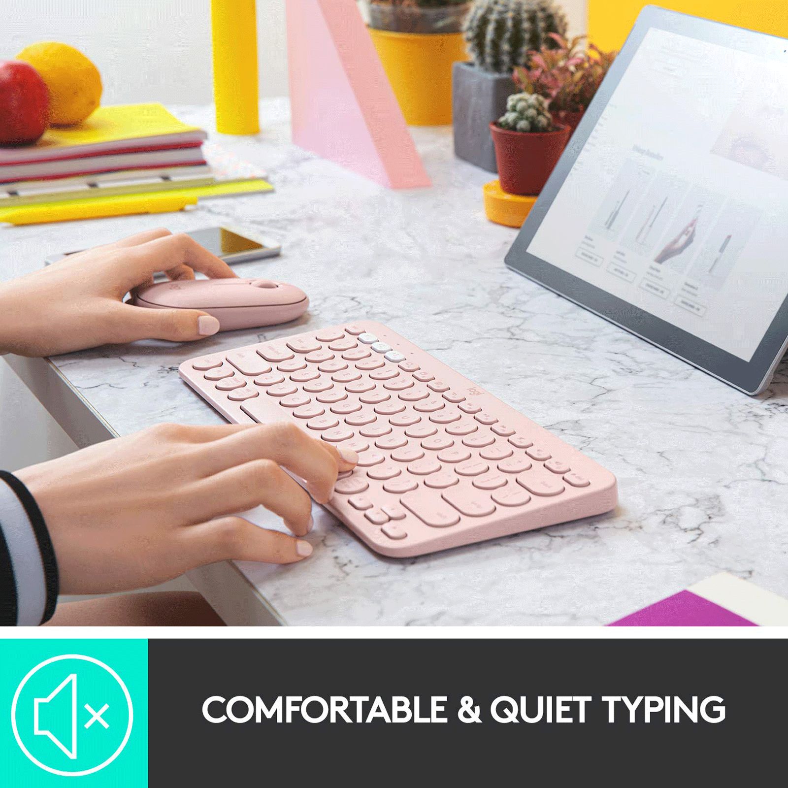 logitech K380 Bluetooth 3.0 Wireless Keyboard with Multi Device Connectivity (Low Profile Scissor Keys, Rose) logitech K380 Bluetooth 3.0 Wireless Keyboard with Multi Device Connectivity (Low Profile Scissor Keys, Rose)_7