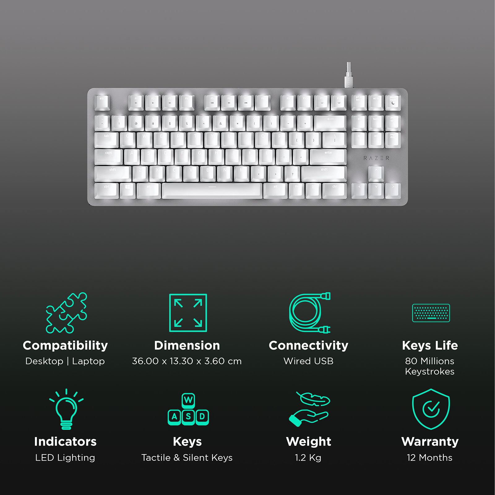RAZER BlackWidow Lite Wired Gaming Keyboard (Orange Mechanical Switch, RZ03-02640200-R3U1, Black)_2