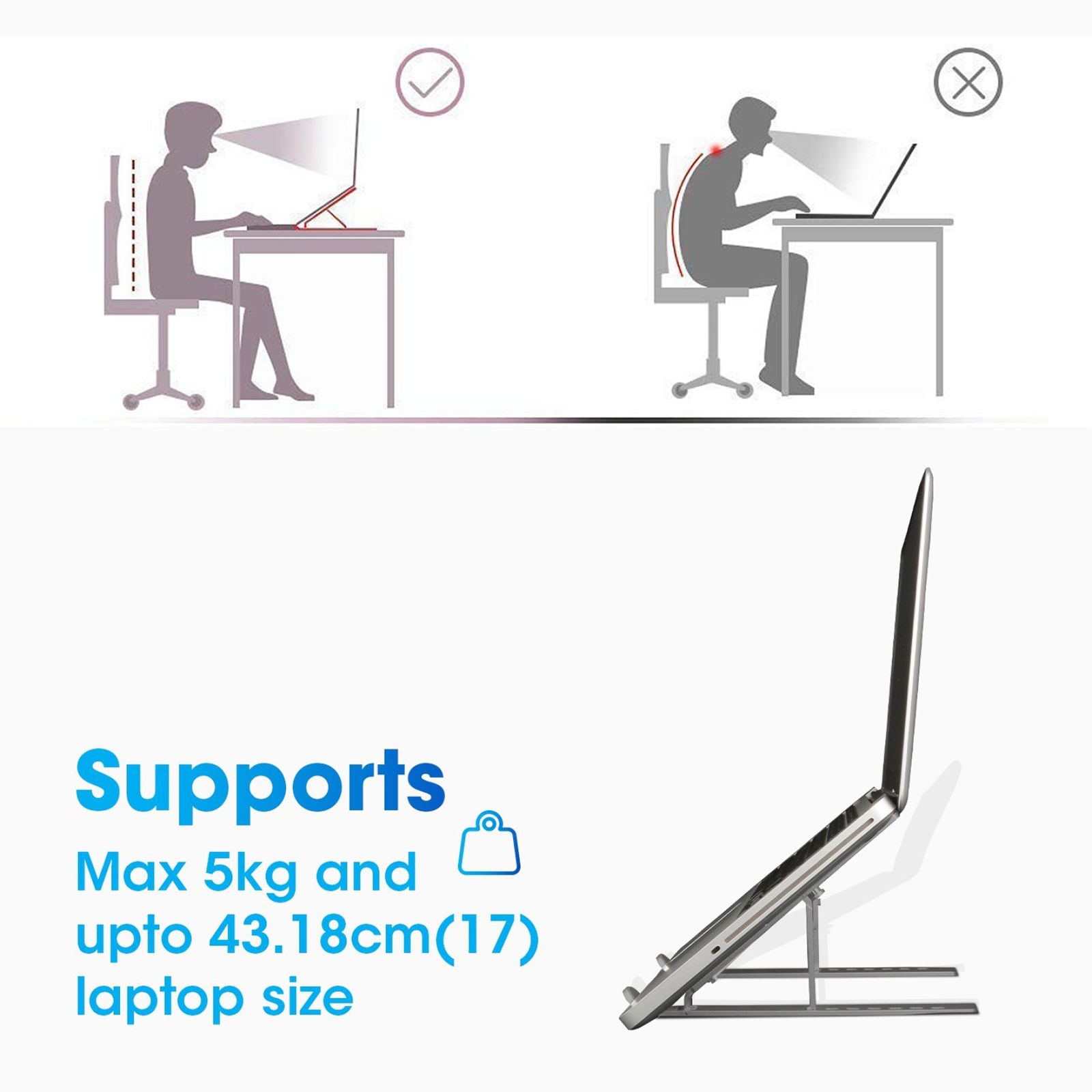 ZEBRONICS ZEB-NS2000 Laptop Stand (7 Adjustable Levels, A31-NS2000, Dark Grey) ZEBRONICS ZEB-NS2000 Laptop Stand (7 Adjustable Levels, A31-NS2000, Dark Grey)_5