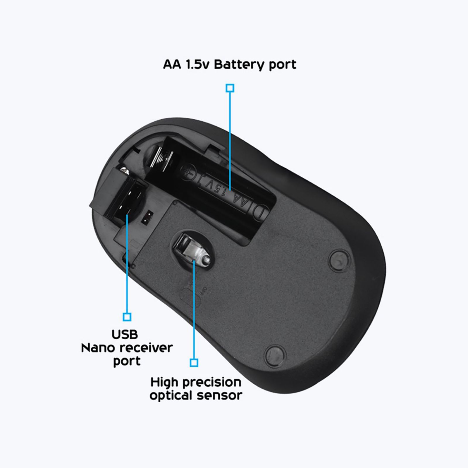 ZEBRONICS Zeb-Bold Wireless Optical Mouse (1600 DPI Adjustable, Smart Energy Saving Mode, Black) ZEBRONICS Zeb-Bold Wireless Optical Mouse (1600 DPI Adjustable, Smart Energy Saving Mode, Black)_9