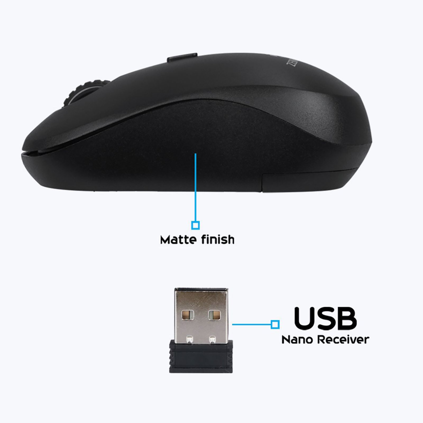 ZEBRONICS Zeb-Bold Wireless Optical Mouse (1600 DPI Adjustable, Smart Energy Saving Mode, Black) ZEBRONICS Zeb-Bold Wireless Optical Mouse (1600 DPI Adjustable, Smart Energy Saving Mode, Black)_13