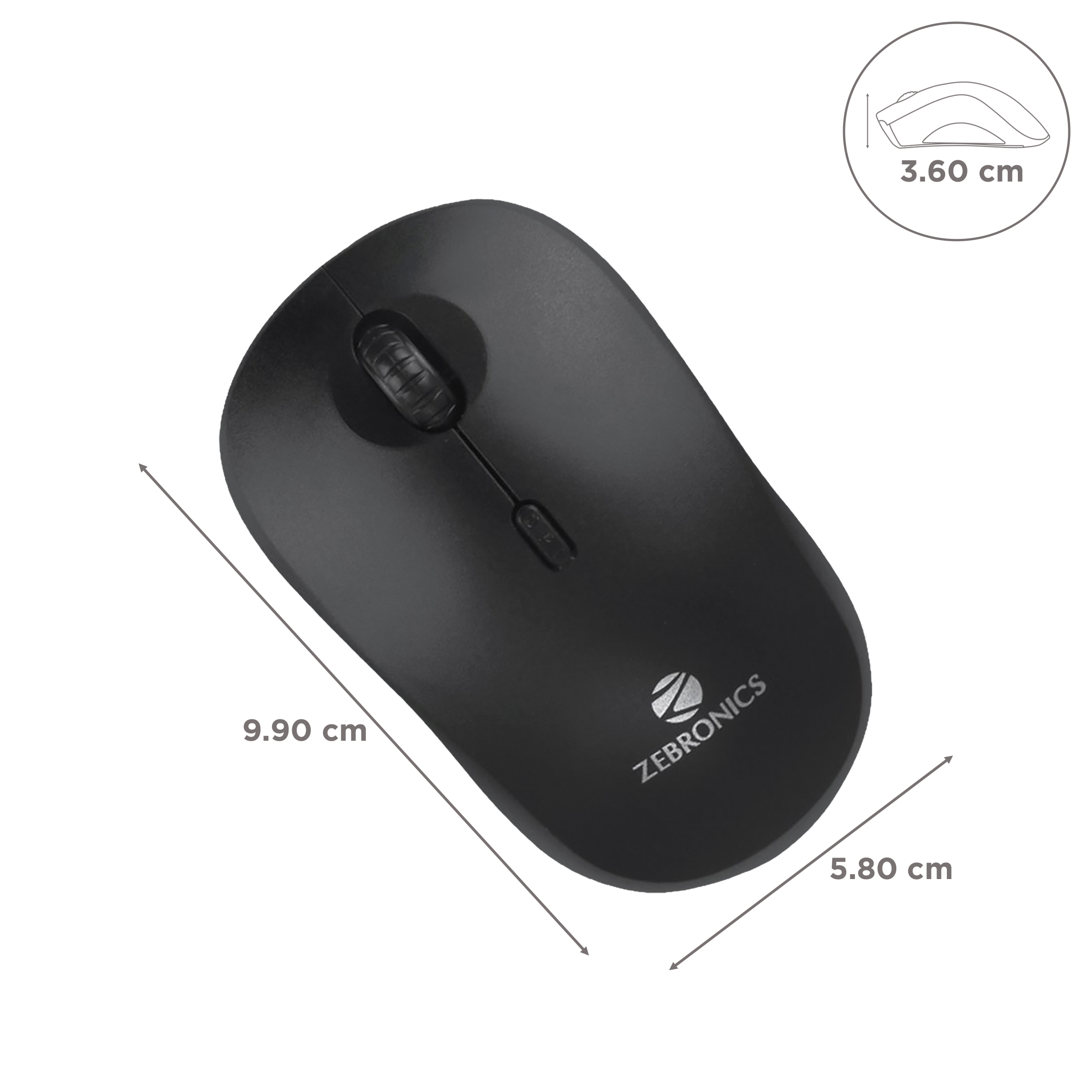 ZEBRONICS Zeb-Bold Wireless Optical Mouse (1600 DPI Adjustable, Smart Energy Saving Mode, Black) ZEBRONICS Zeb-Bold Wireless Optical Mouse (1600 DPI Adjustable, Smart Energy Saving Mode, Black)_3