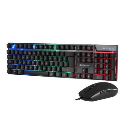ZEBRONICS ZEB-War Wired Gaming Keyboard &
                      Mouse Combo (104 Keys, 3200 DPI Adjustable,
                      Advanced Optical Sensor Technology, Black)