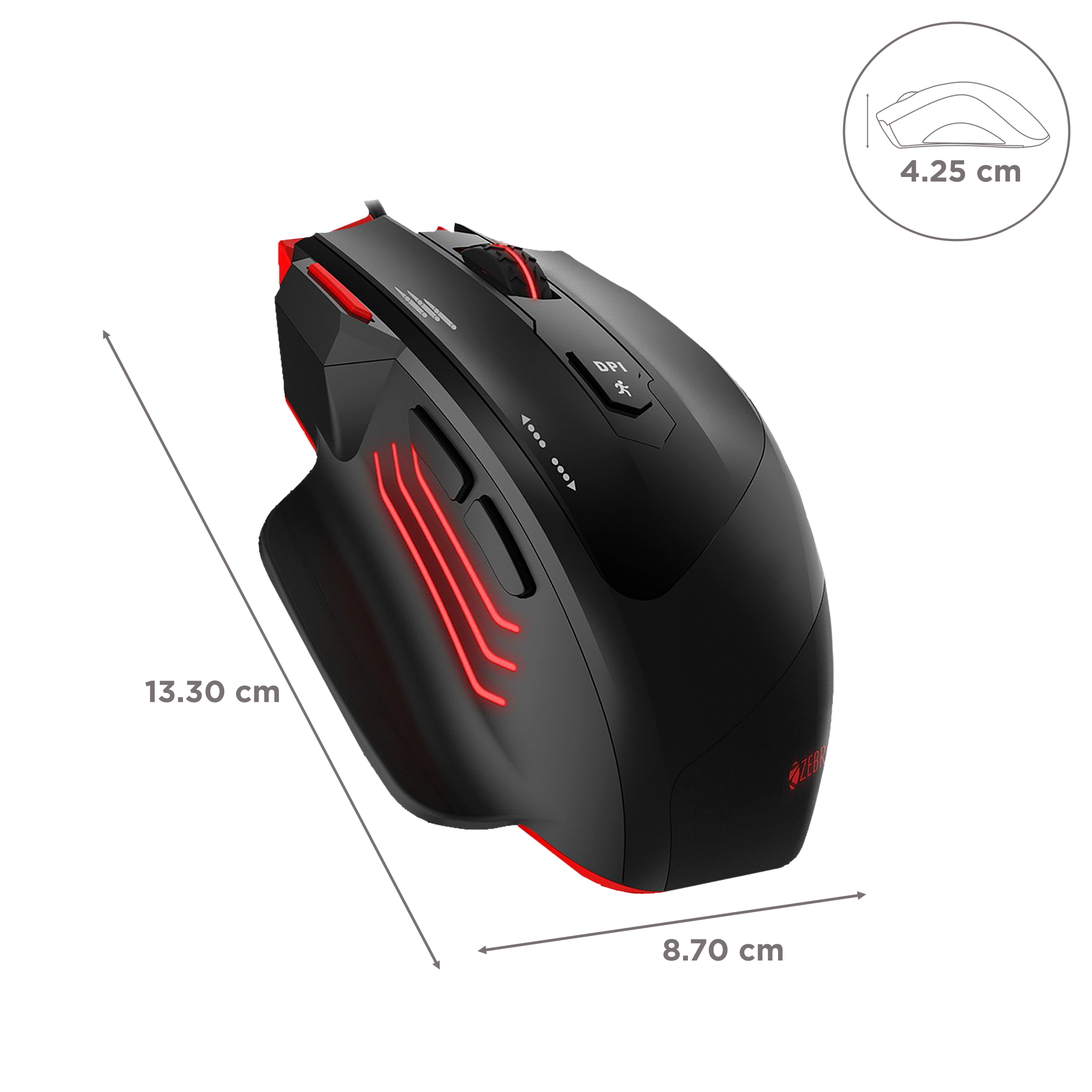 ZEBRONICS Groza Wired Optical Gaming Mouse (3200 DPI Adjustable, High Resolution Gaming Grade Sensor, Black)_3