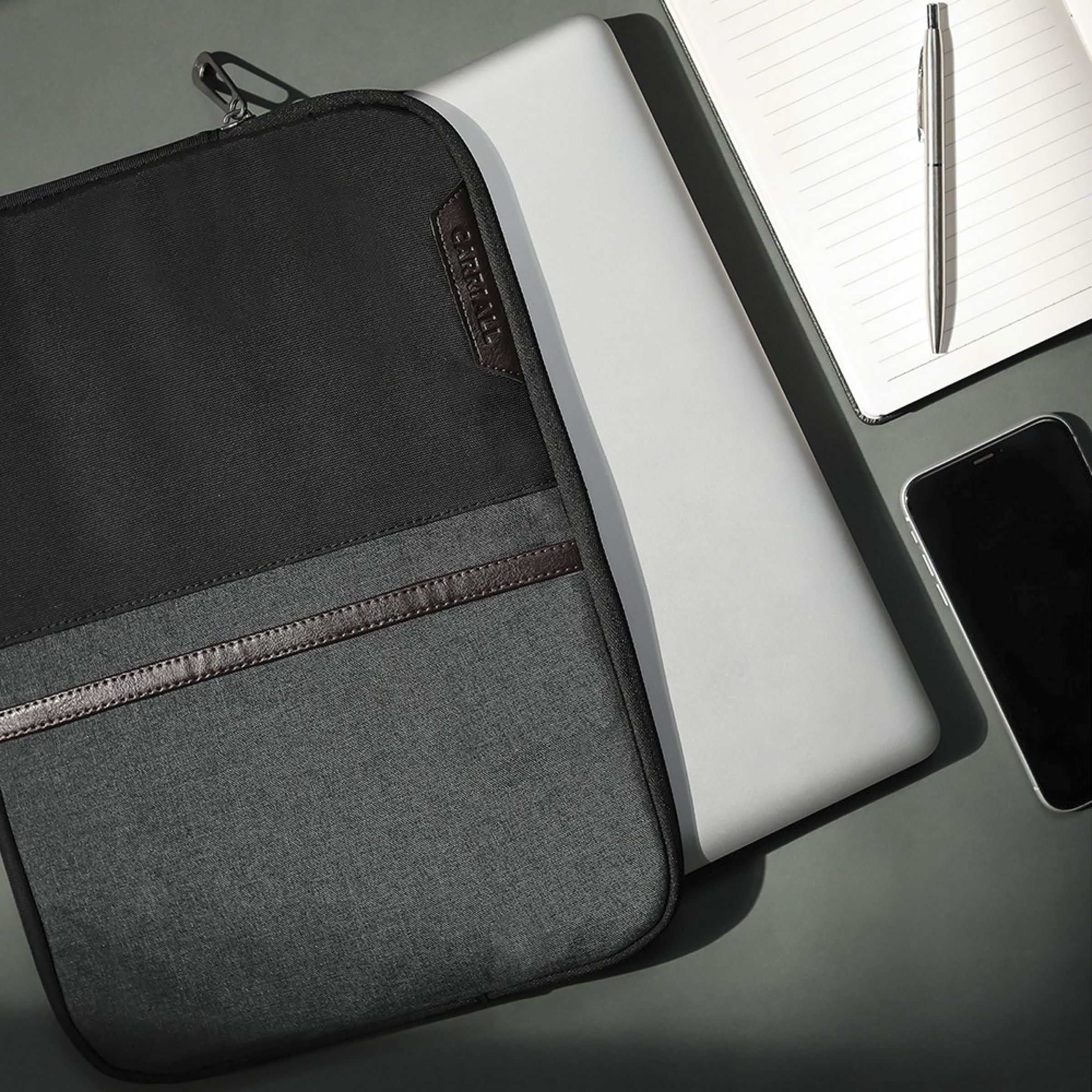 Carriall Suave Fabric, Polyester Laptop Sleeve for 14 Inch Laptop (2 L, Water Resistant, Black/Grey) Carriall Suave Fabric, Polyester Laptop Sleeve for 14 Inch Laptop (2 L, Water Resistant, Black/Grey)_5